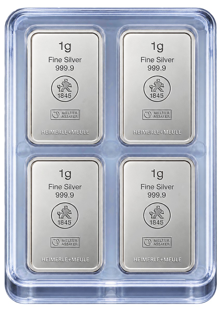 Silberbarren UnityBox 100 x 1 Gramm Heimerle & Meule 999 mit Box und Zertifikat