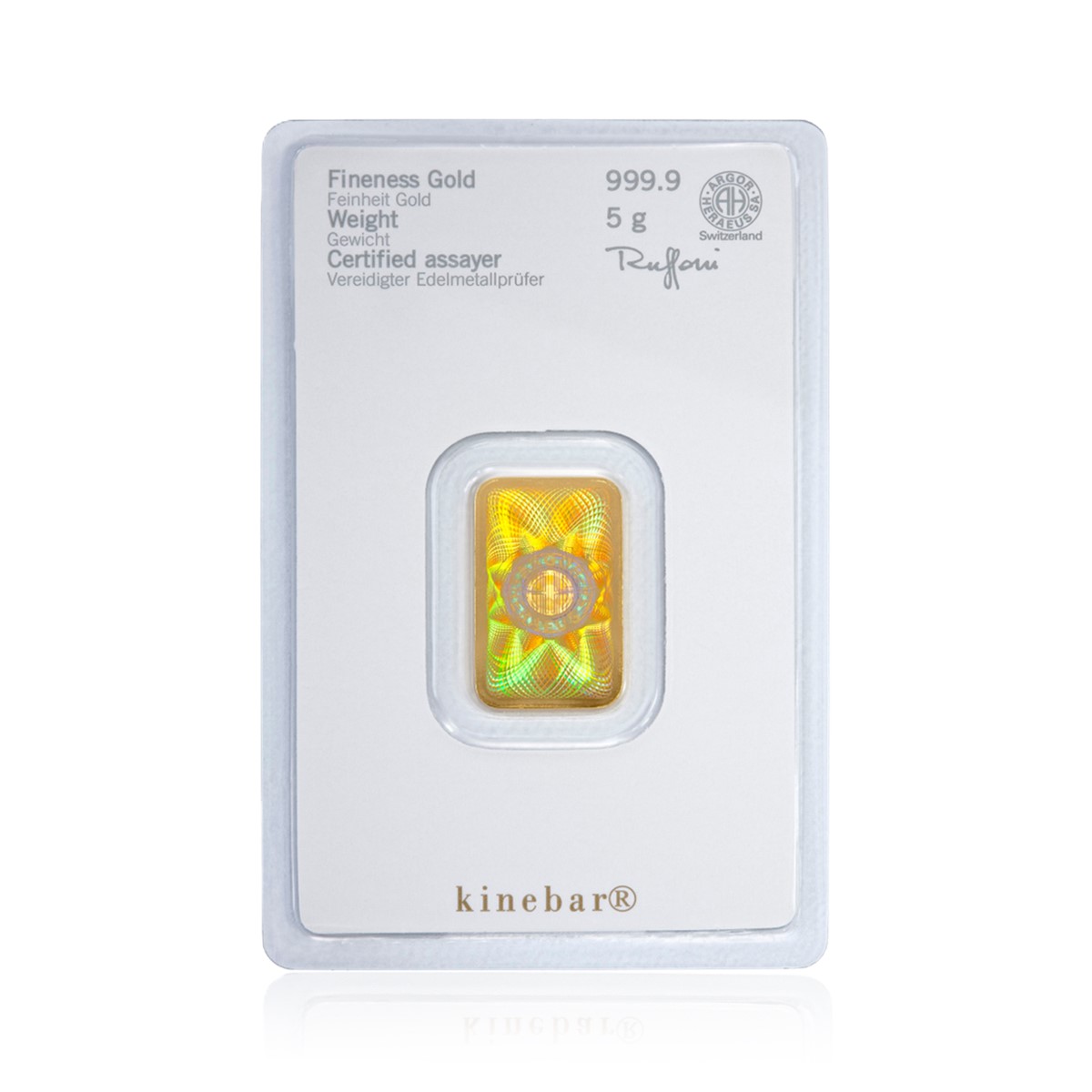 Heraeus Kinebar 5 Gramm 999.9 Goldbarren in Blister – Bild 4