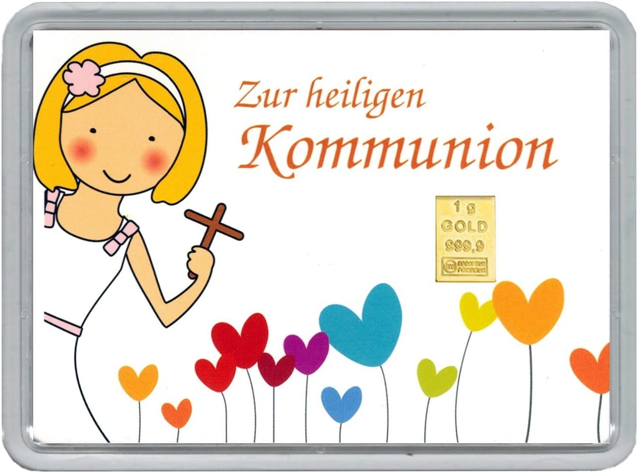 Valcambi 1 Gramm 999.9 Goldbarren Geschenk Motivbox Zur heiligen Kommunion Mädchen – Bild 2