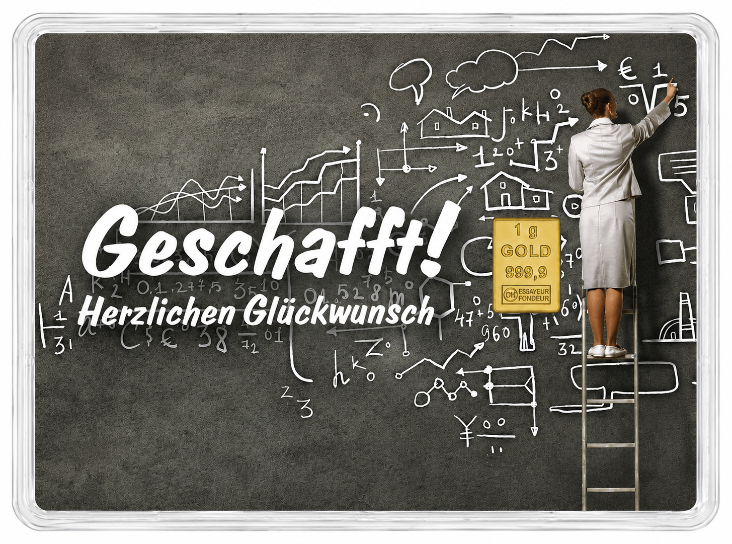 Valcambi 1 Gramm Goldbarren Geschenk Motivbox Geschafft Herzlichen Glückwunsch
