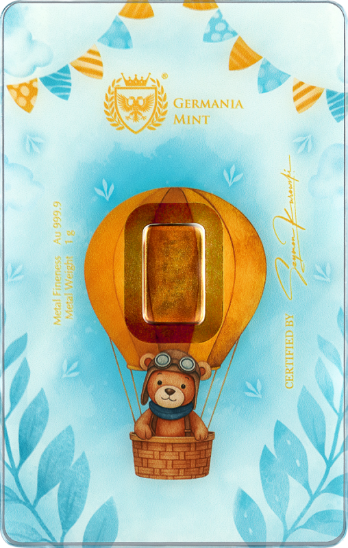 Goldbarren 1 Gramm Germania Mint New Born Junge Geburt Gold Barren – Bild 3