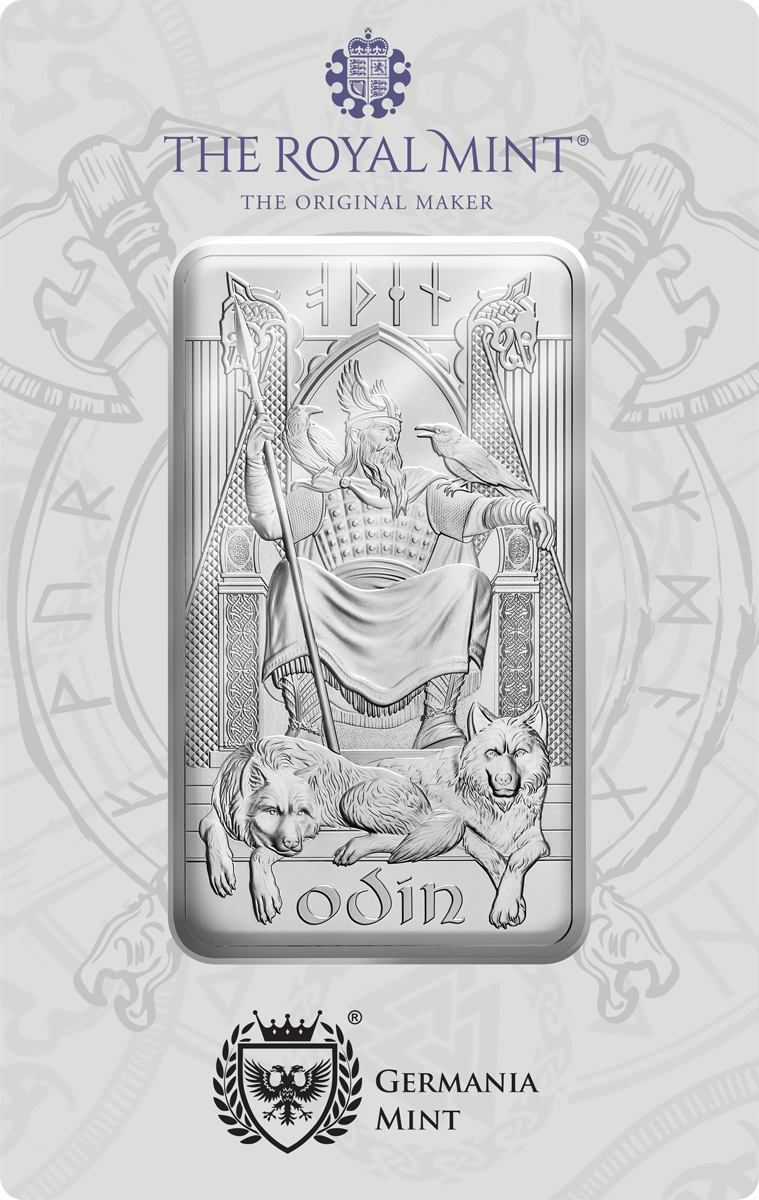 Silberbarren 10 oz Norse Gods - Odin - The Royal Mint - Germania Mint 999 Silber