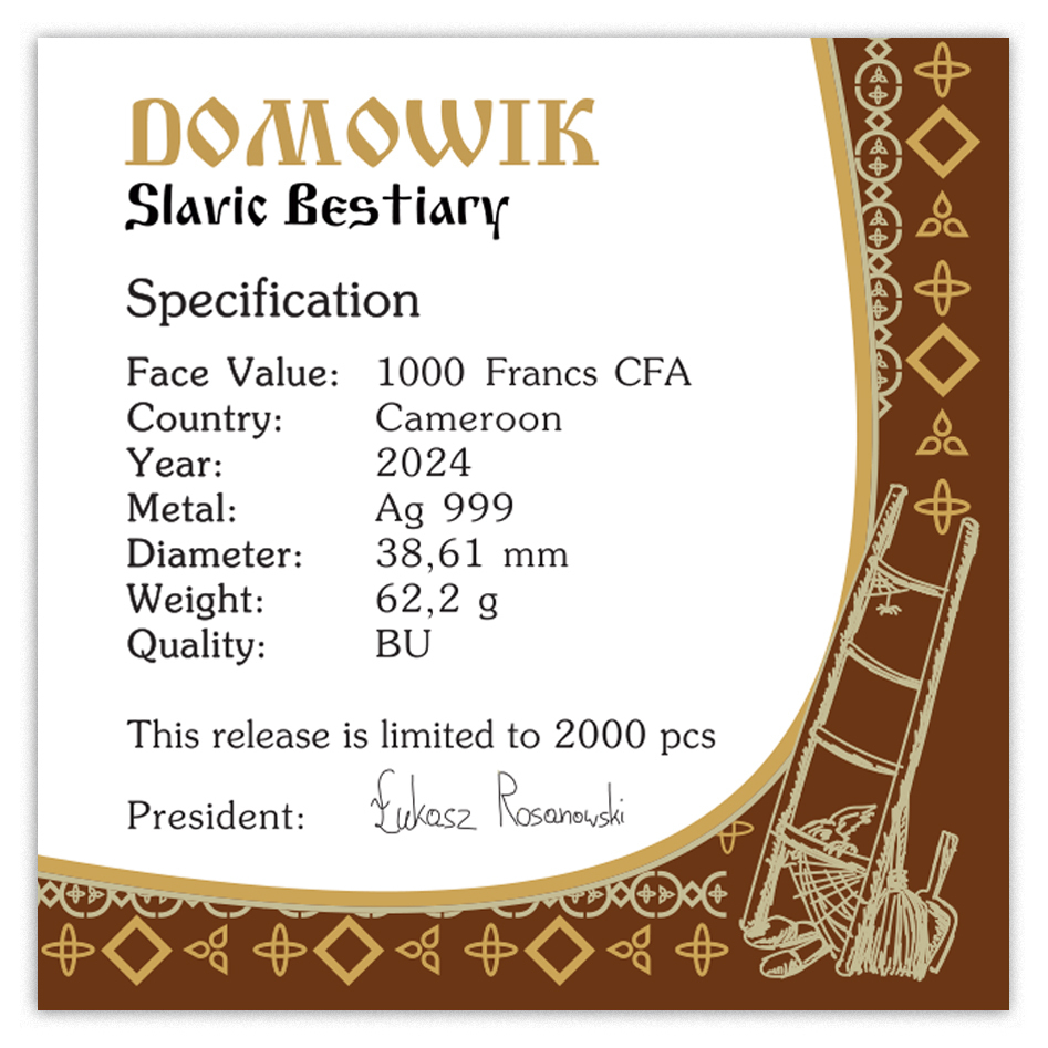 Silbermünze 2 oz Slavik Bestiary - Domowik #2. - 2024 BU mit Zertifikat 999 Silber – Bild 8