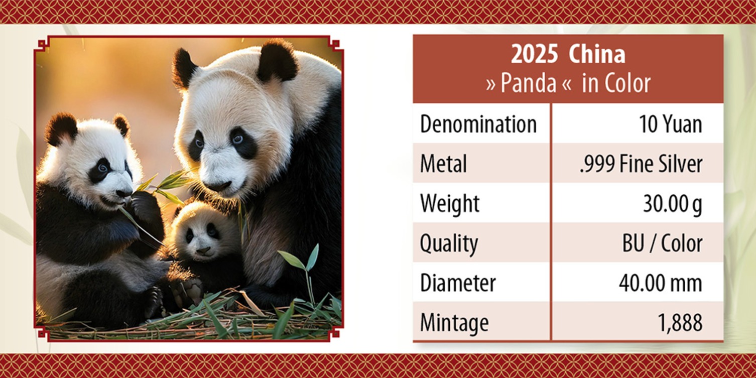 Silbermünze 30 Gramm China Panda 2025 Farbe in Kapsel mit Produktkarte – Bild 4