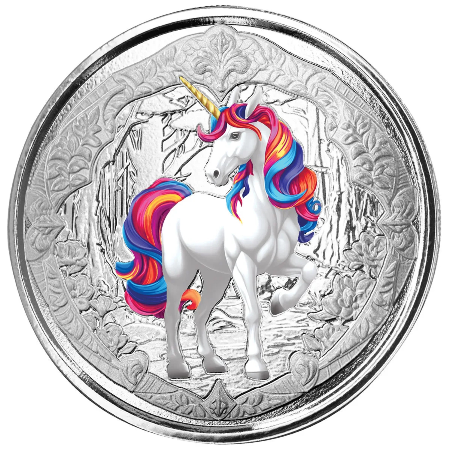 Silbermünze 1 oz Fiji - Unicorn - Einhorn - Blossom - 2024 Proof like Color Certi-Lock® – Bild 3