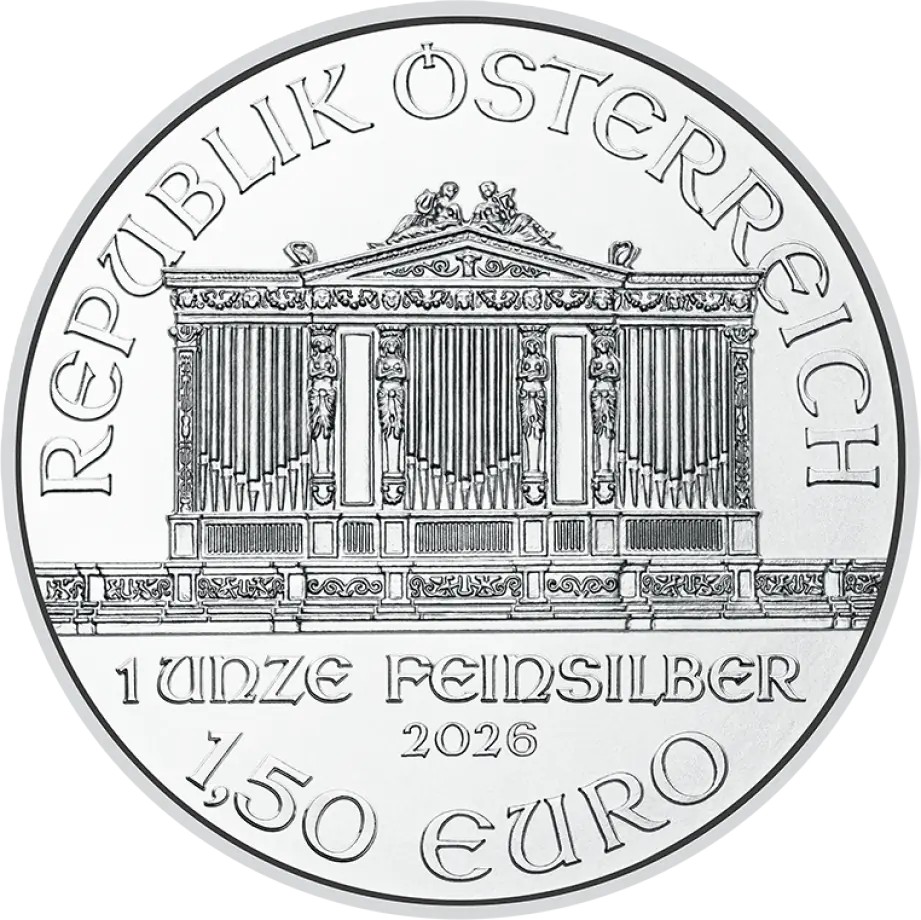 Silbermünze 1 oz Wiener Philharmoniker 2026 Österreich 1,50 € Feinsilber 999 – Bild 3