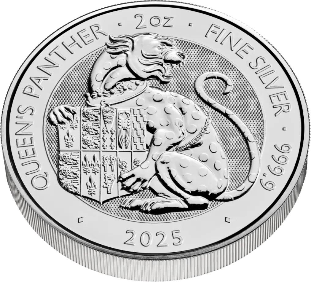 Silbermünze 2 oz Tudor Beasts - Queen's Panther 2025 Royal Mint 999 Silber – Bild 2