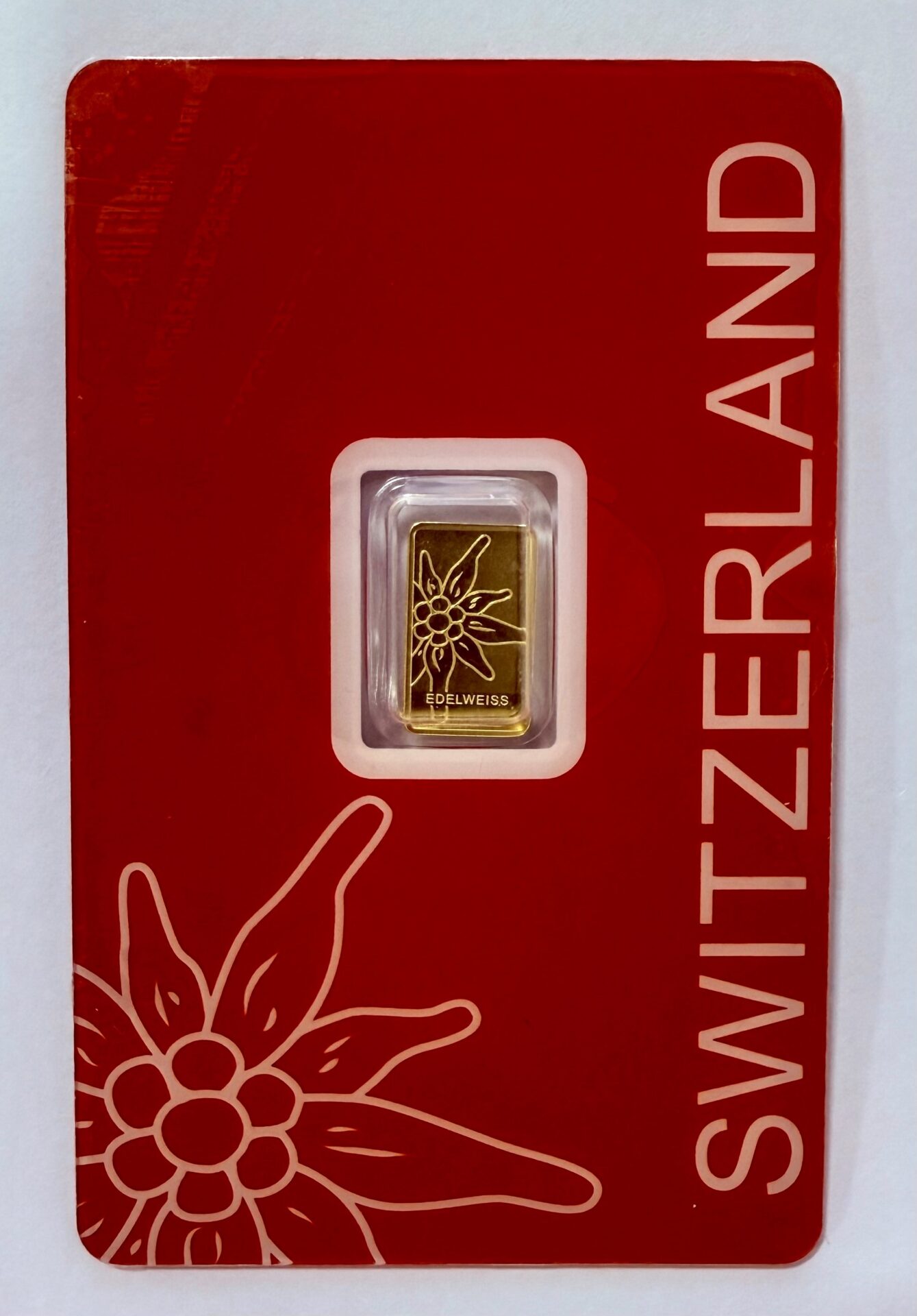 PAMP Suisse 1 Gramm Goldbarren Edelweiss 999.9 Gold im Blister mit Folie