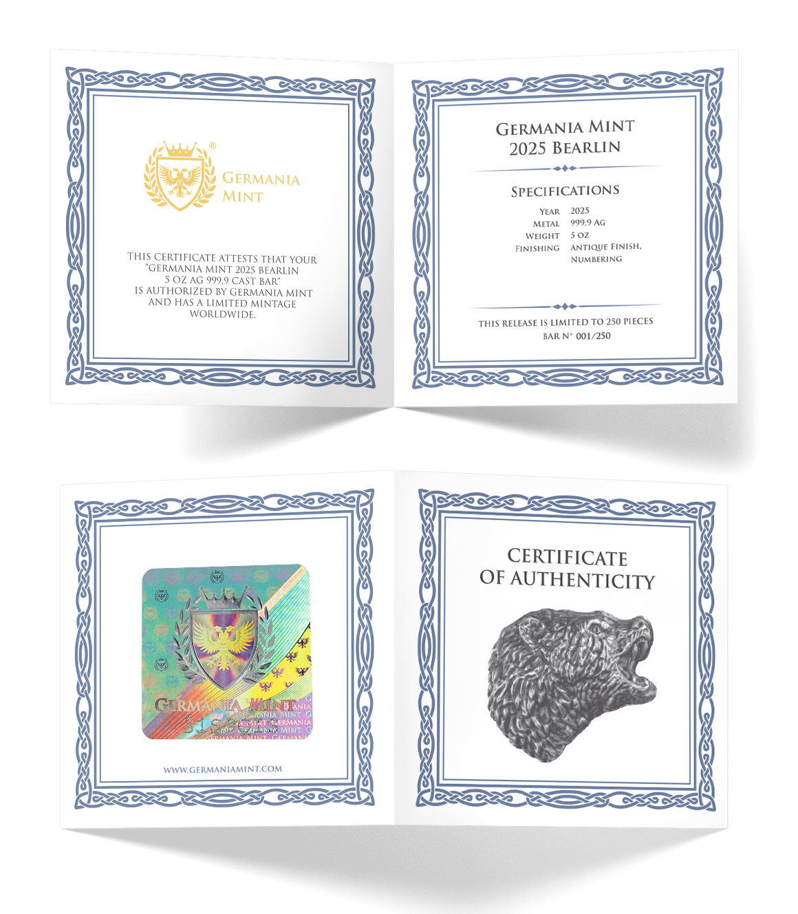 Germania Mint Silberbarren 5 oz Bearlin 2025 Antik Finish Gussbarren 999 Silber – Bild 4