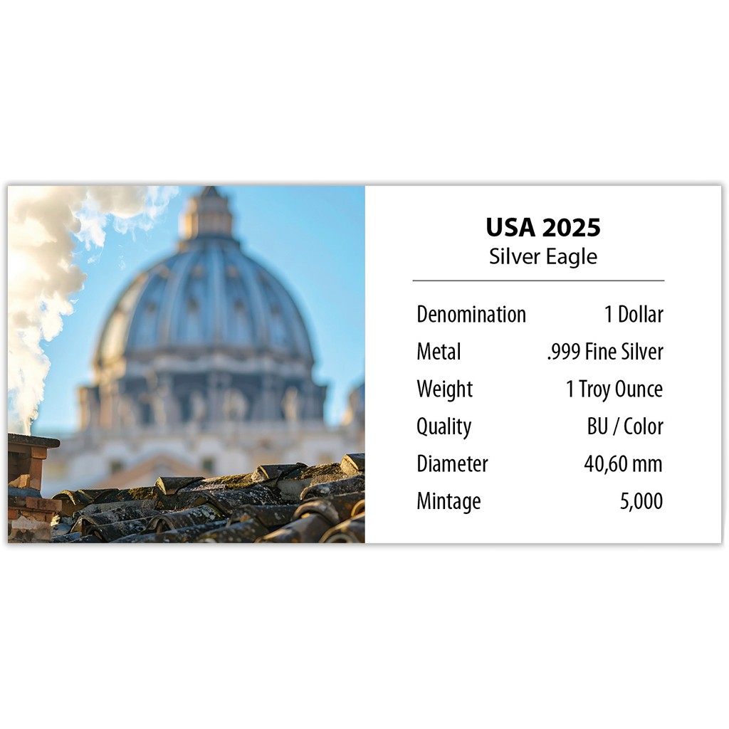 Silbermünze 1 oz American Eagle Habemus Papam Papst Pope Leo XIV 2025 Farbe – Bild 4