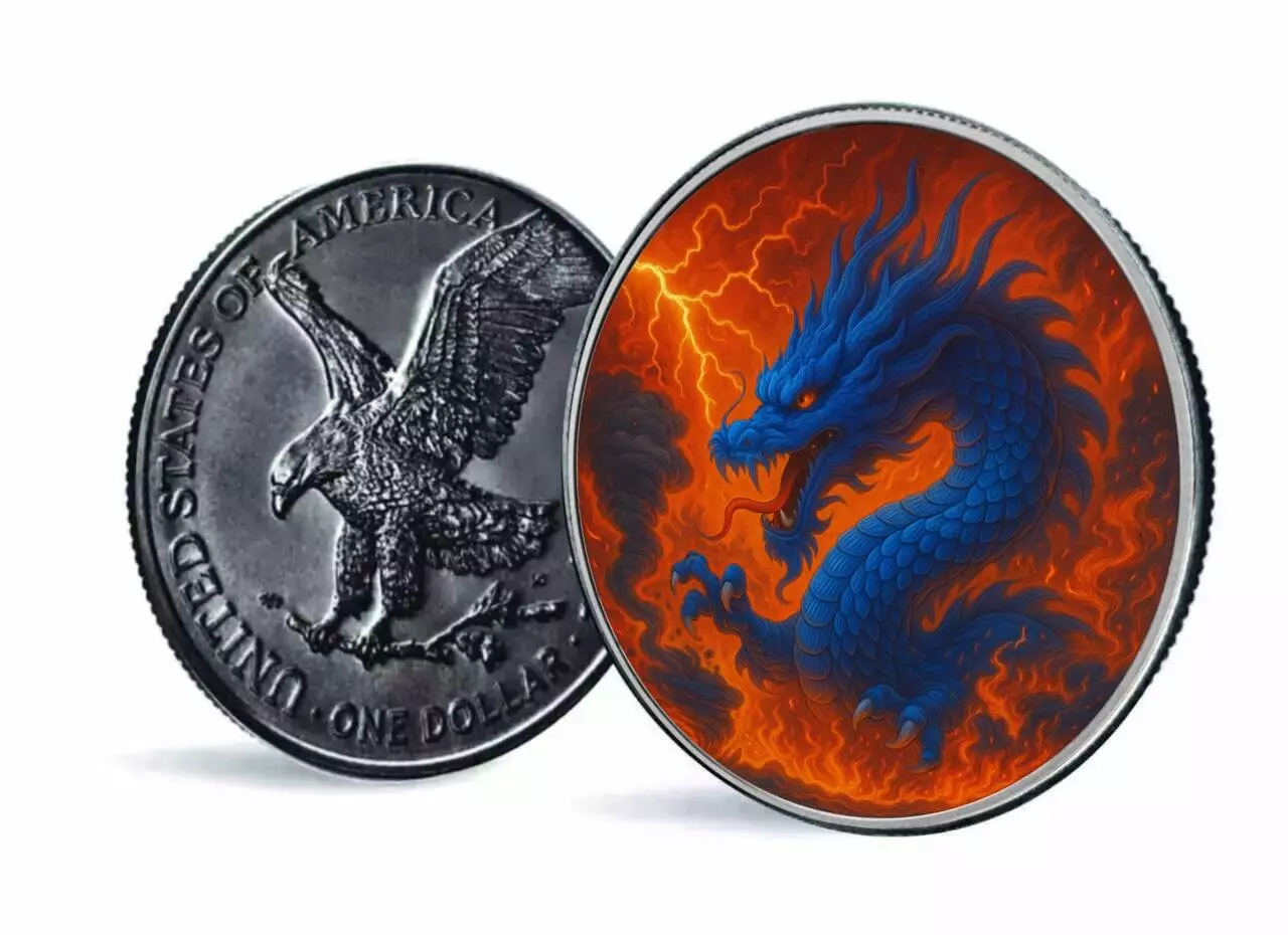 Silbermünze 1 oz American Eagle Dragon of Chaos Farbe Drache Silber Münze 999 – Bild 4
