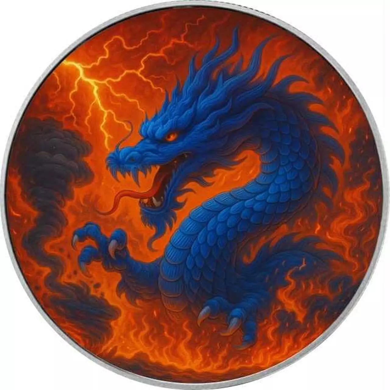 Silbermünze 1 oz American Eagle Dragon of Chaos Farbe Drache Silber Münze 999