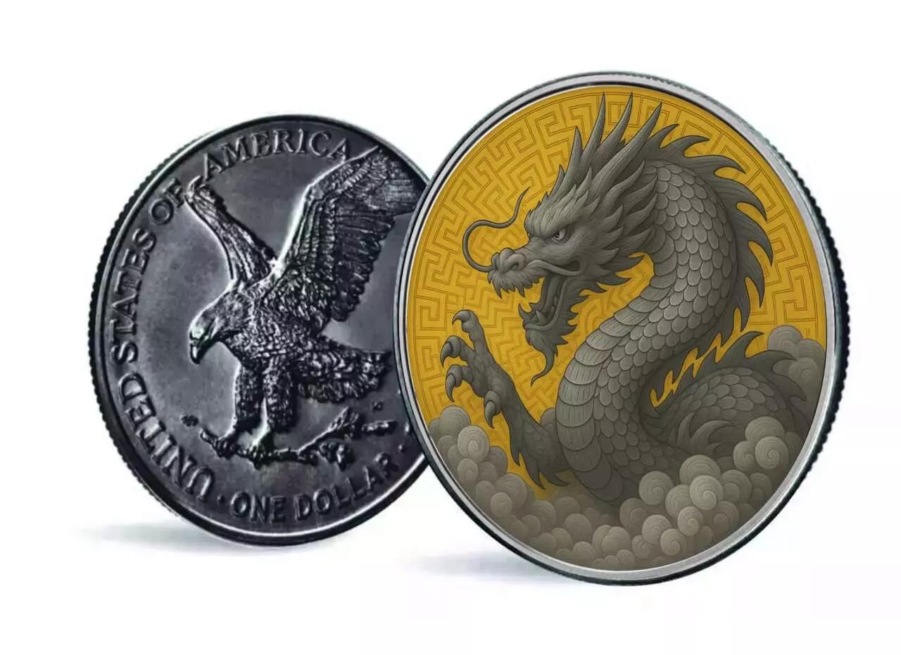 Silbermünze 1 oz American Eagle Dragon of Order Farbe Drache Silber Münze 999 – Bild 4