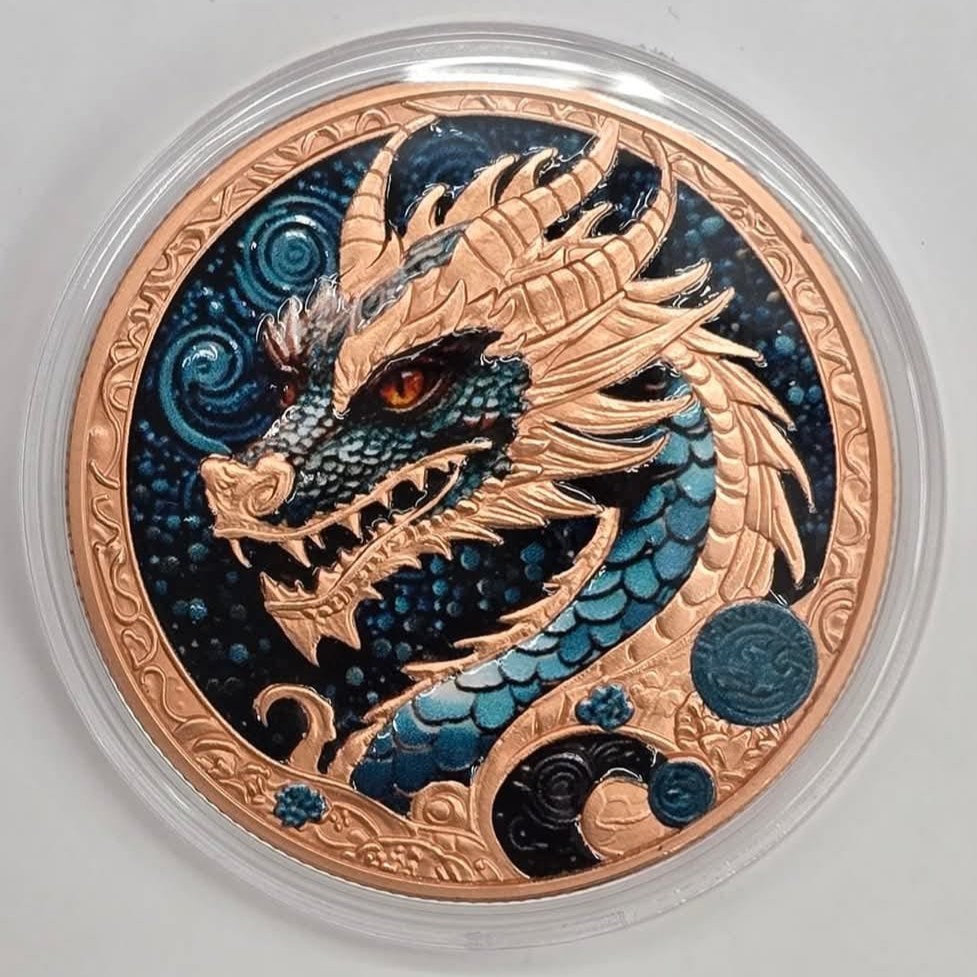 Kupfermedaille 33 Gramm Cool2Coin 420 Lunar Dragon Proof Color Kupfer Medaille – Bild 3