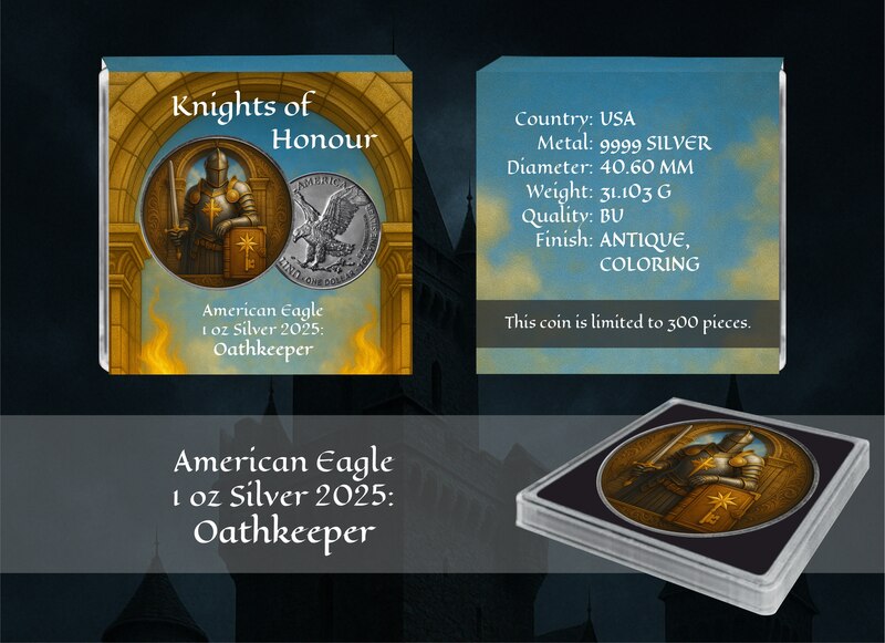 Silbermünze 1 oz USA ASE Knights of Honour Oathkeeper 2025 Farbe 999 – Bild 4