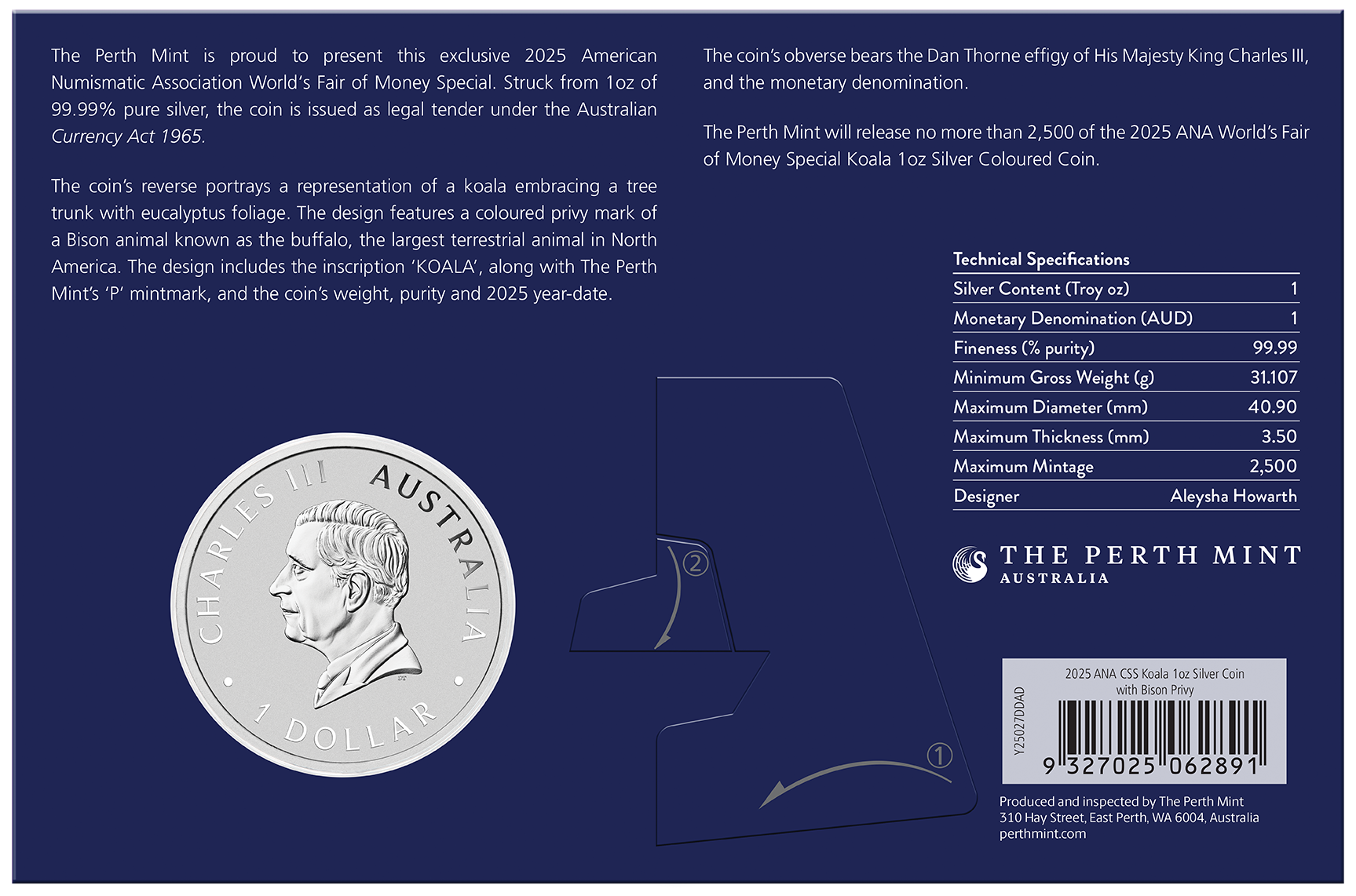Silbermünze 1 oz Australien Koala 2025 Privi Bison ANA Coin Show Special Oklahoma – Bild 5