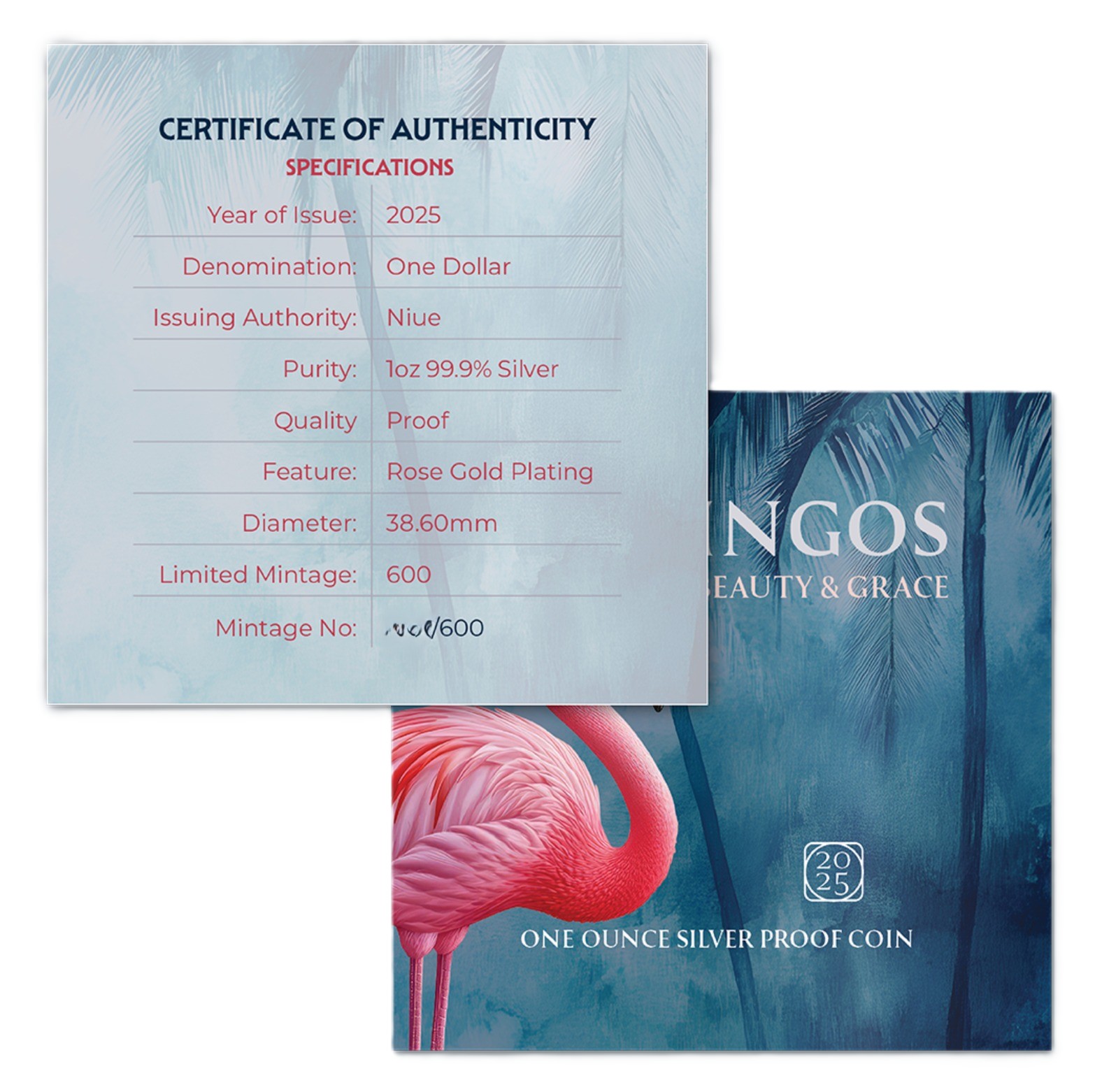 Silbermünze 1 oz Flamingo Rosegold 2025 Silber Münze Niue 999 PP – Bild 7