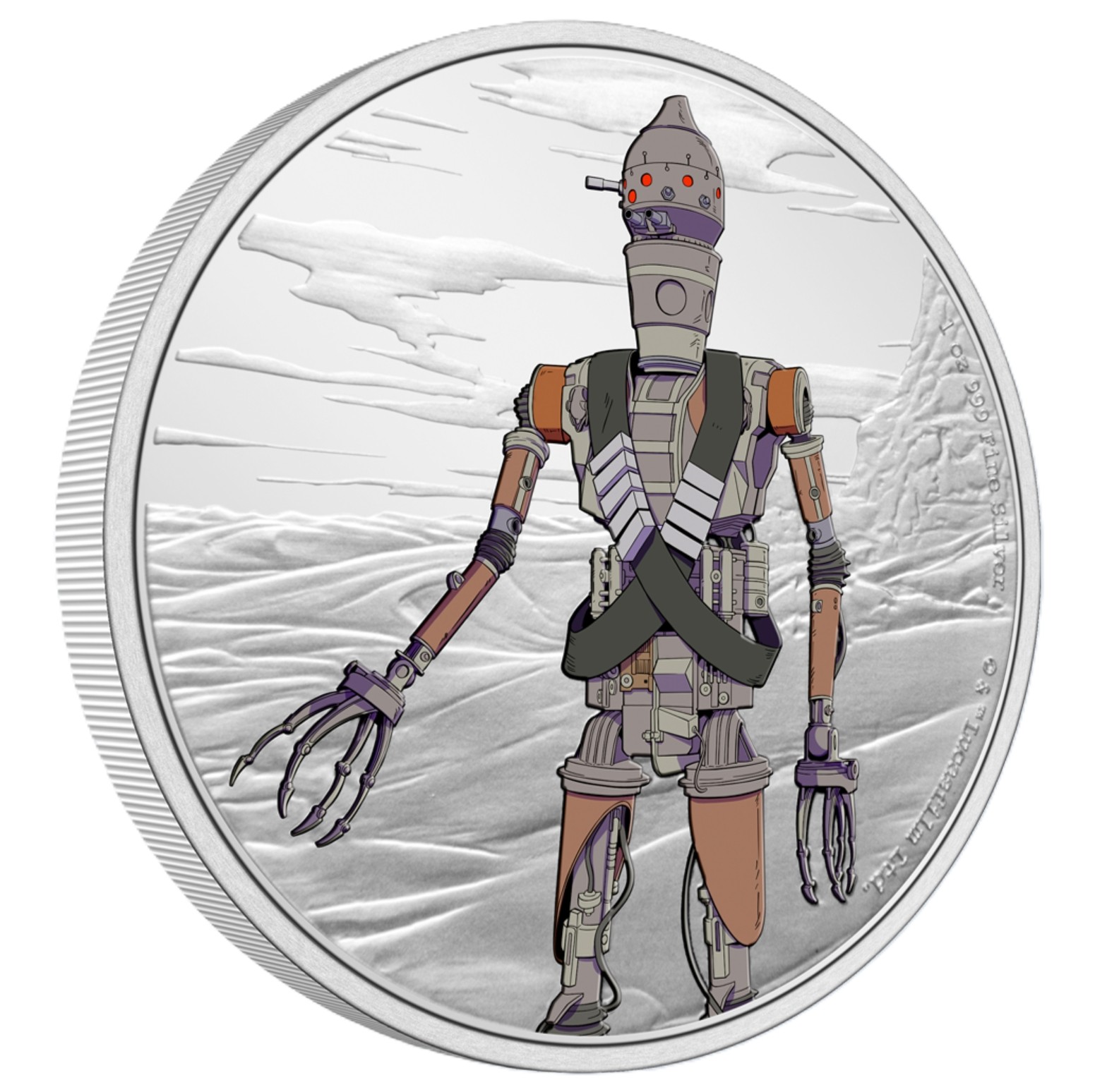 Silbermünze 1 oz Niue Islands Star Wars Mandalorian 2021 (3) IG-11 Color Proof – Bild 2