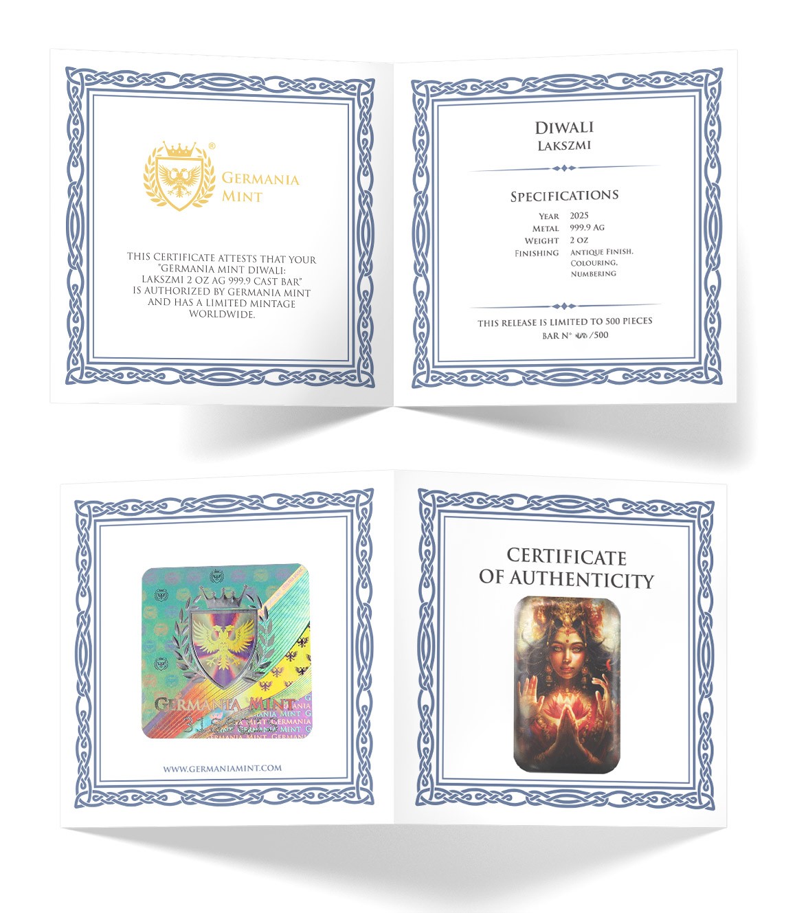 Silberbarren 2 oz Germania Mint Diwali Lakszmi Gussbarren Silber Barren 999 – Bild 5