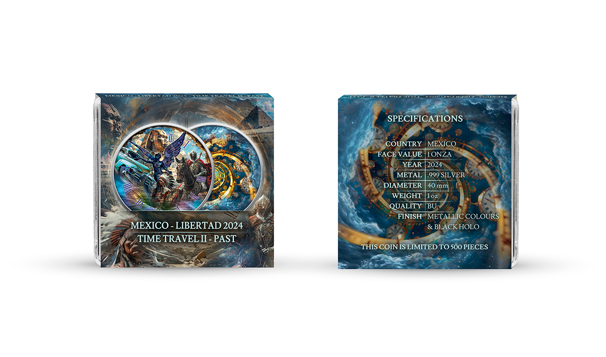 Silbermünze 1 oz Mexico Libertad 2024 - Time Travel Zeitreise - Past Vergangenheit - Color Farbe – Bild 6
