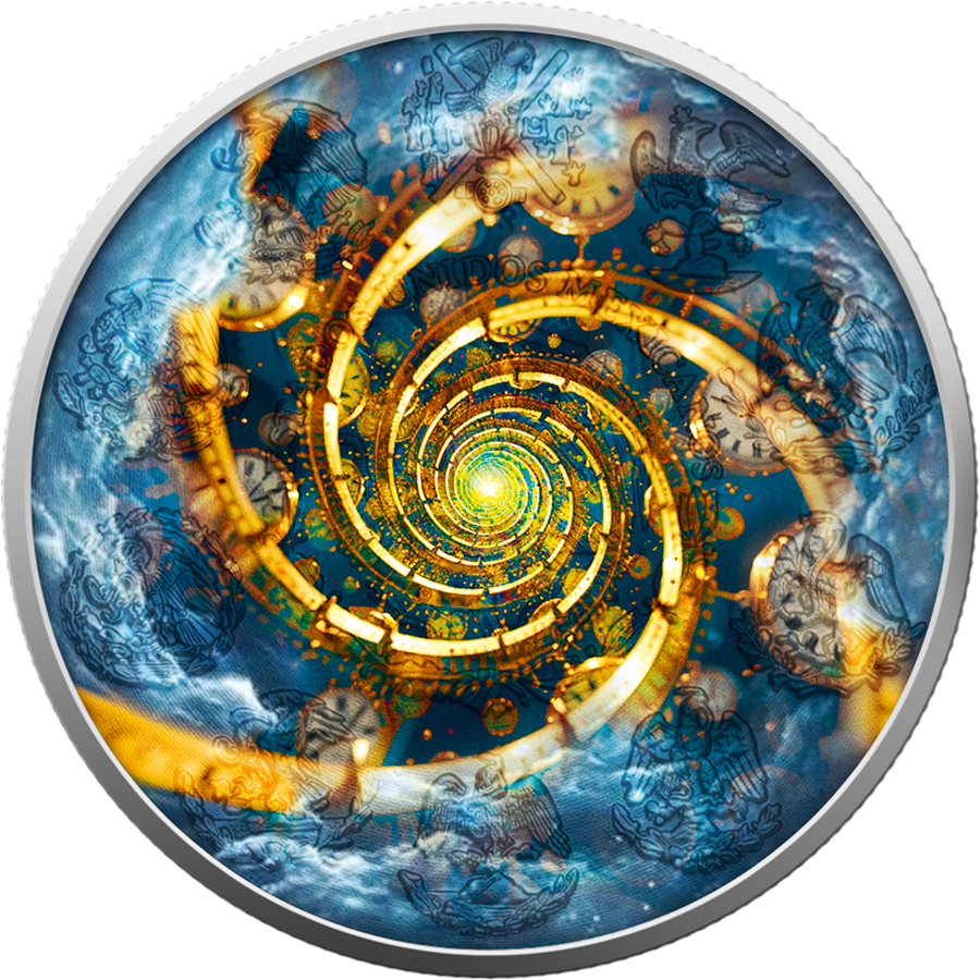 Silbermünze 1 oz Mexico Libertad 2024 - Time Travel Zeitreise - Past Vergangenheit - Color Farbe – Bild 3