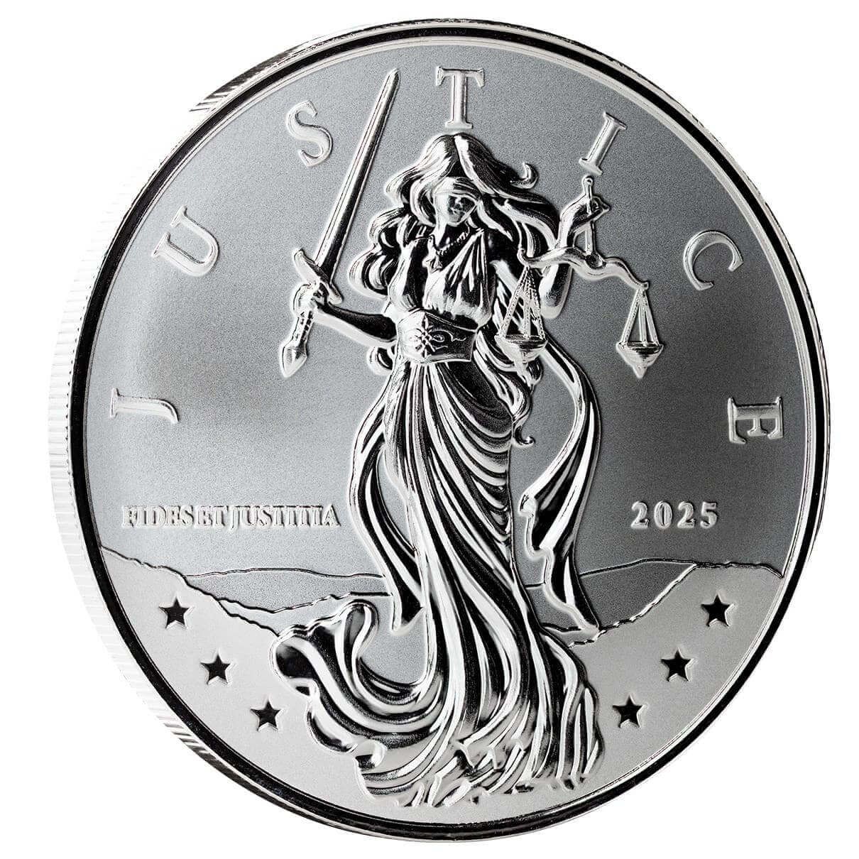 Silbermünze 1 oz Niue Lady Justice 2025 Silber Münze 999 BU – Bild 3