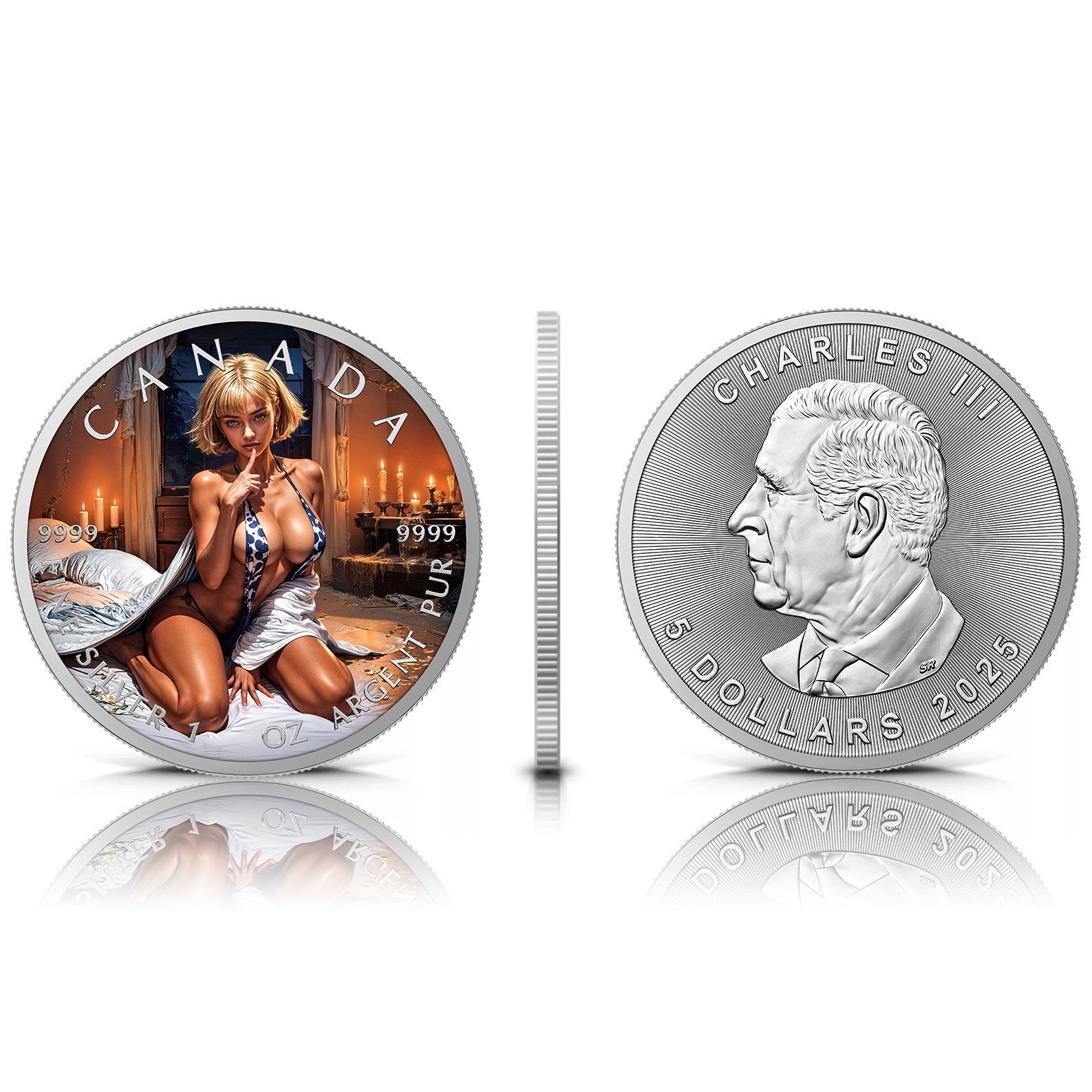 Silber Medaille Canada 1 oz -Come Over? - 2025 Farbe Aufsteller CoA 999.9 – Bild 4