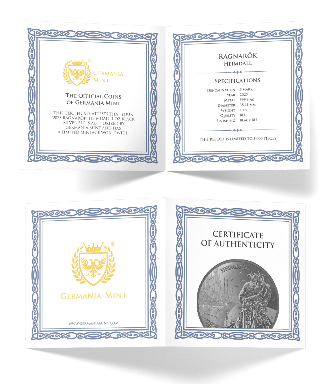 Silbermünze 1 oz Ragnarök Heimdall Silver Black BU Germania Mint Silber Münze – Bild 4