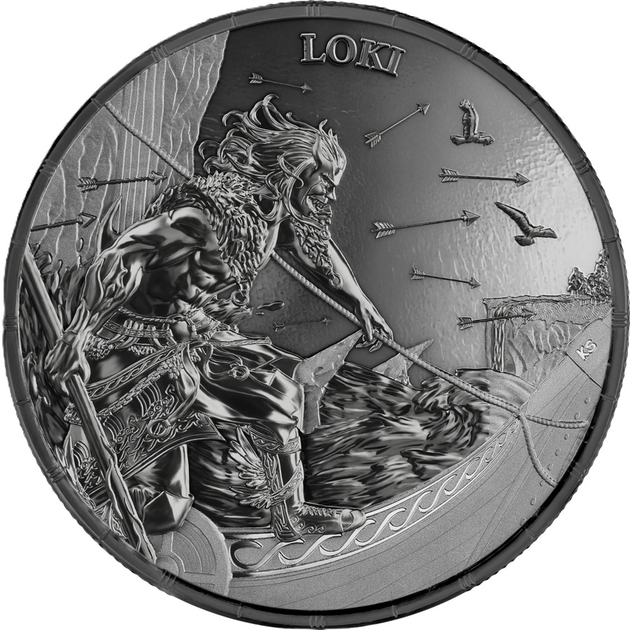 Silbermünze 1 oz Ragnarök Loki Silver Black BU Germania Mint .999 Silber