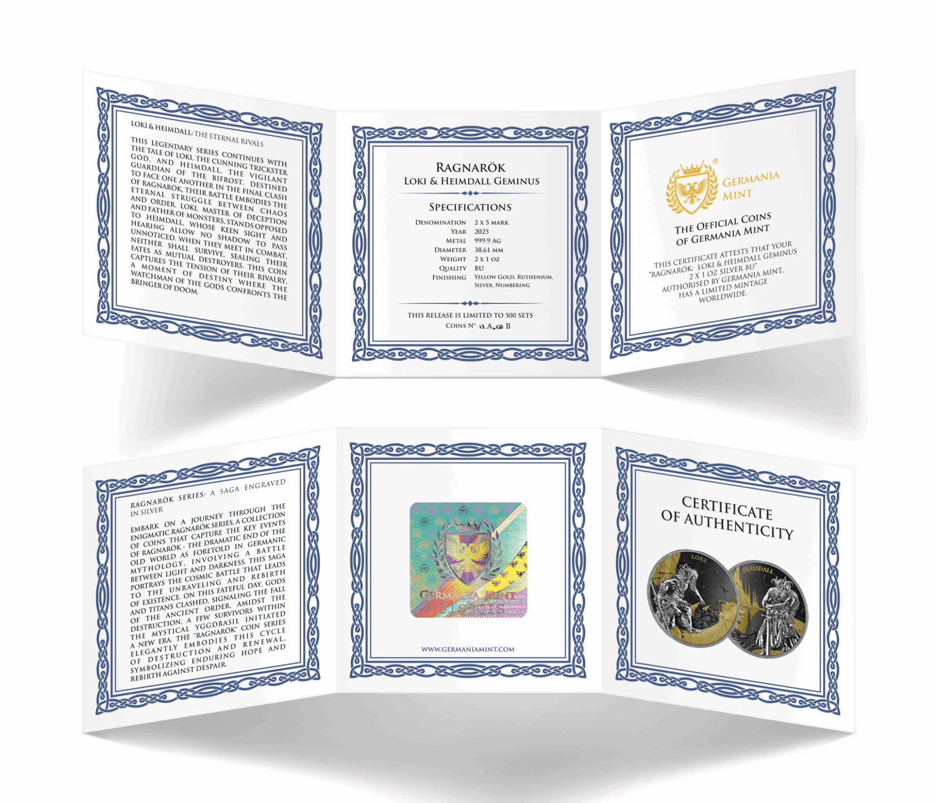 Silbermünze 2 x 1 oz Ragnarök Loki & Heimdall Geminus Black Germania Mint Silber – Bild 7