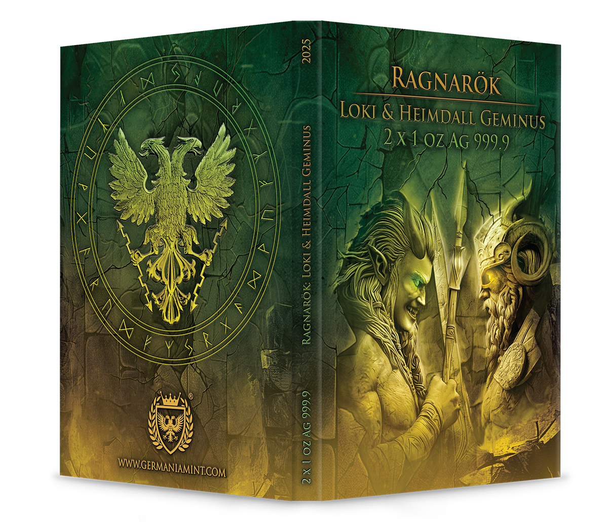 Silbermünze 2 x 1 oz Ragnarök Loki & Heimdall Geminus Black Germania Mint Silber – Bild 9