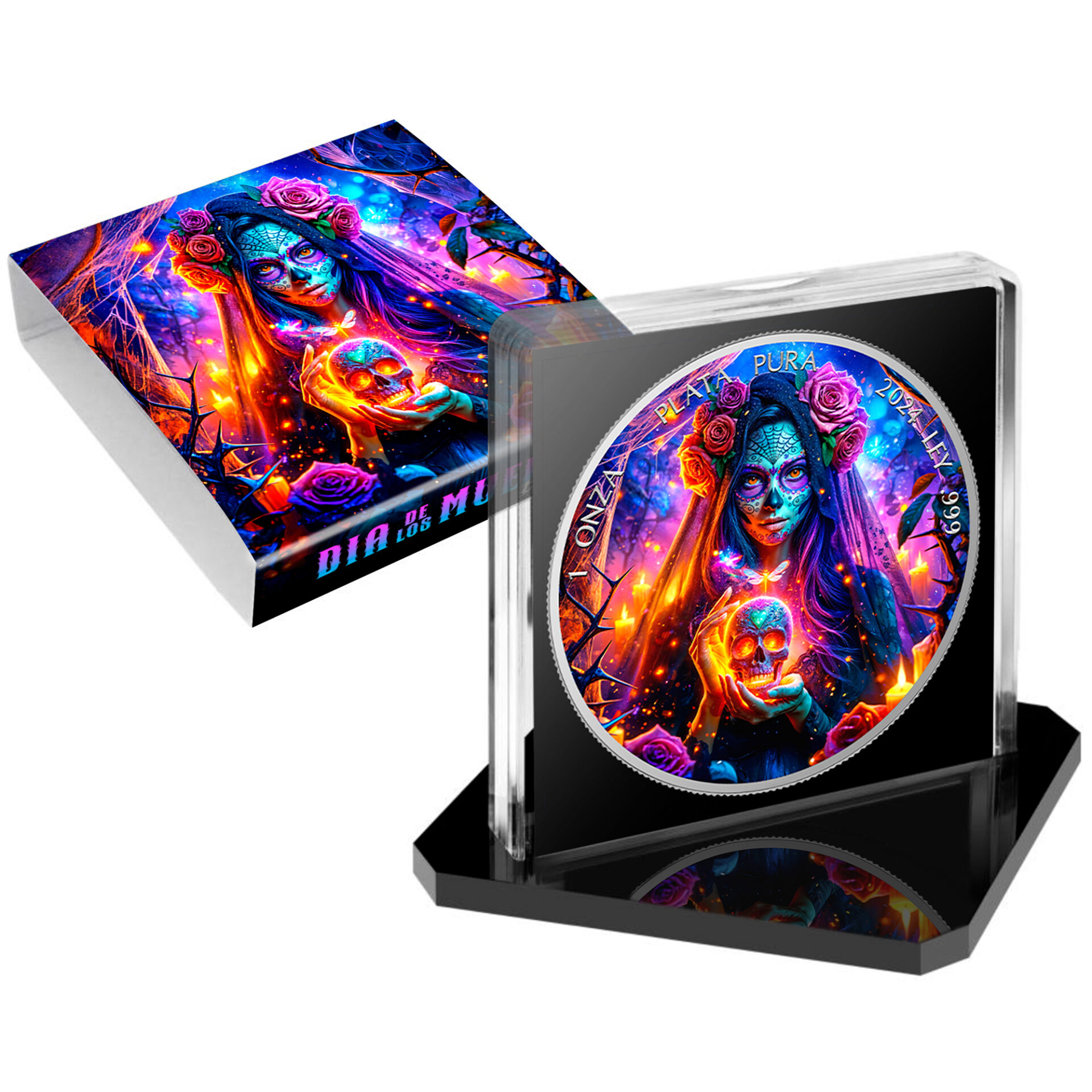 Silbermünze 1 Onza Mexico Libertad 1 oz - Dia de los Muertos - Thorns - 2024 Farbe 999.9 – Bild 5