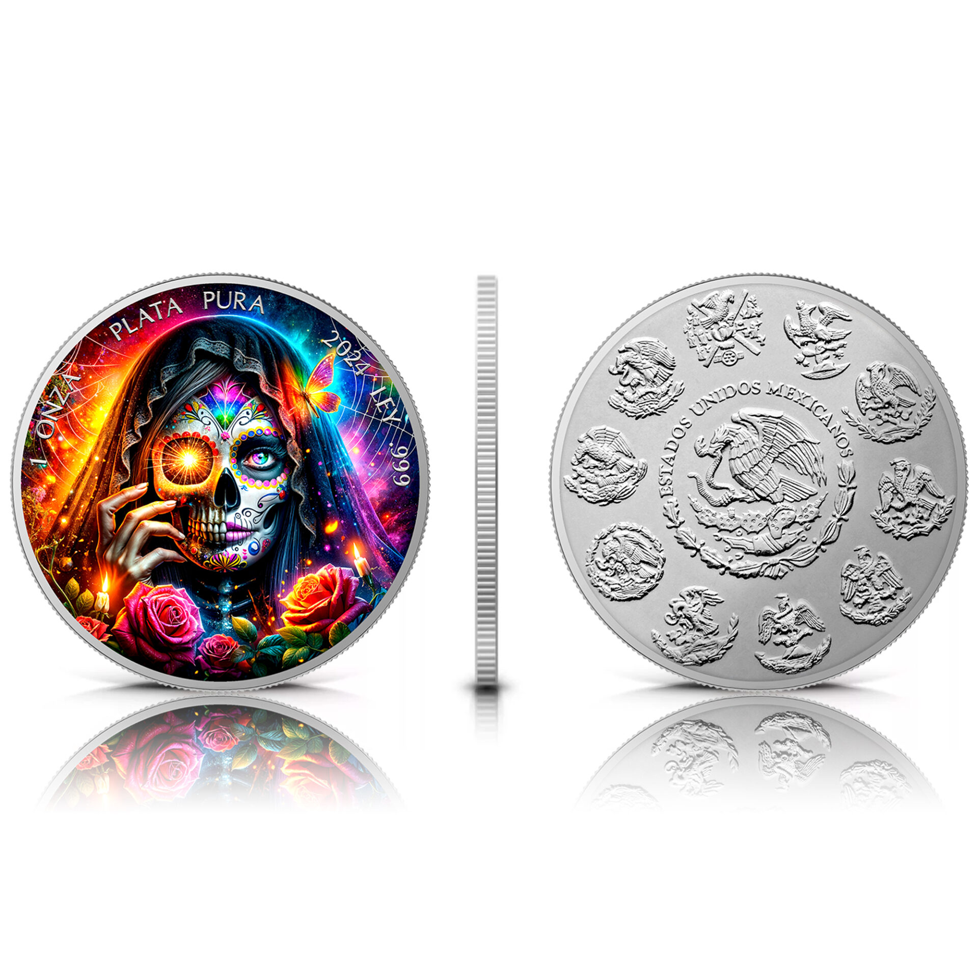 Silbermünze 1 Onza Mexico Libertad 1 oz - Dia de los Muertos - The Death - 2024 Farbe 999.9 – Bild 4