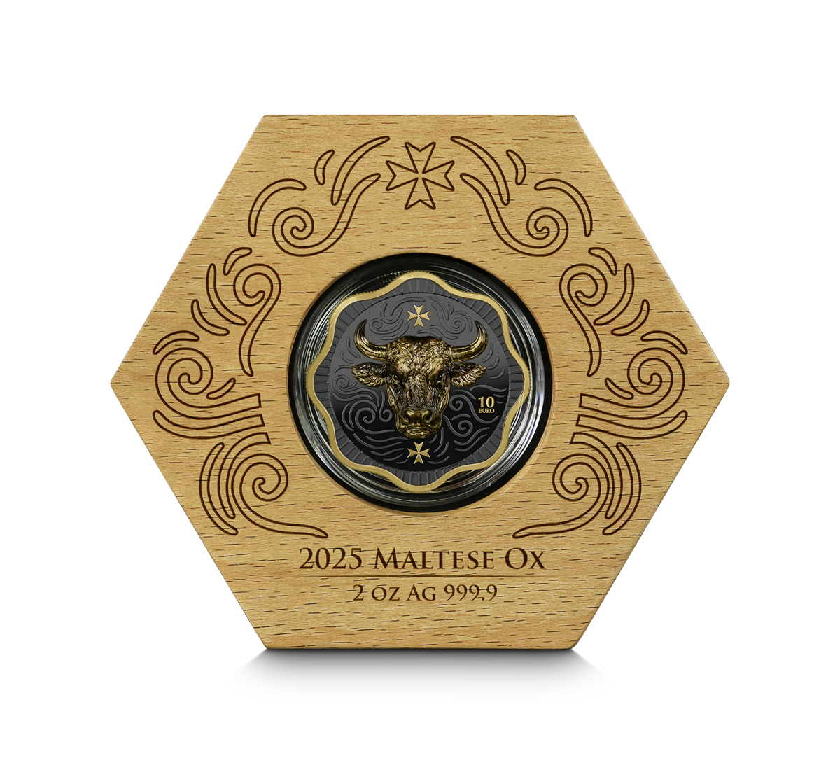 Germania Mint 2 oz Malta Maltese - Ox - Ochse - 10€ Ruthenium Gelbgold 2025 High Relief – Bild 4