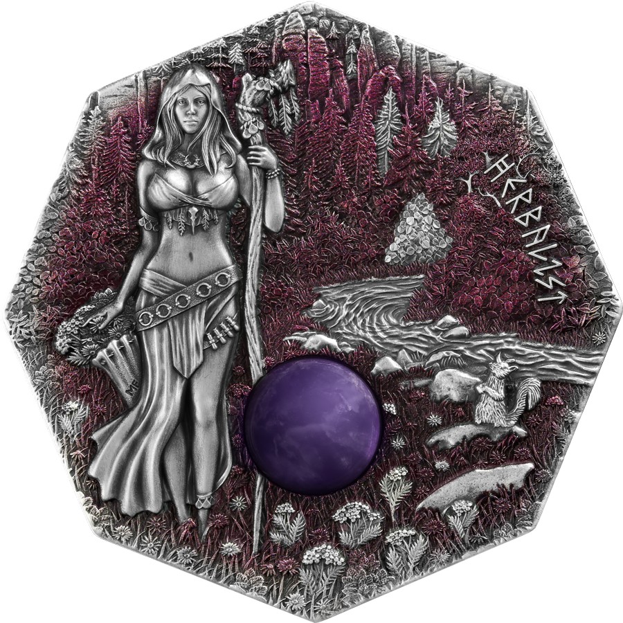 Silbermünze 2 oz Germania Mint – Witchcraft – #2.Herbalist 2025 Ultra High Relief Antik Finish UV Effekt – Bild 3