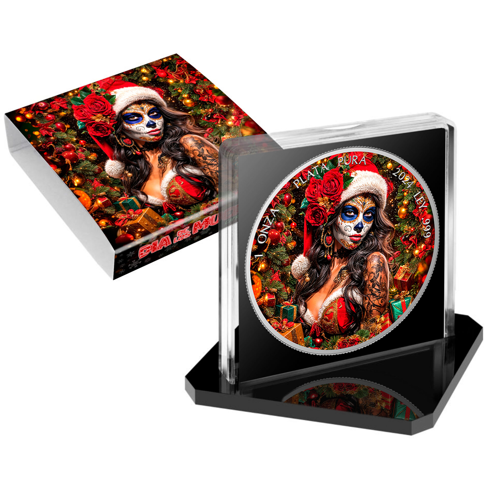 Silbermünze 1 Onza Mexico Libertad 1 oz - Dia de los Muertos - Christmas Gift - 2024 Weihnachten Farbe 999.9 – Bild 2