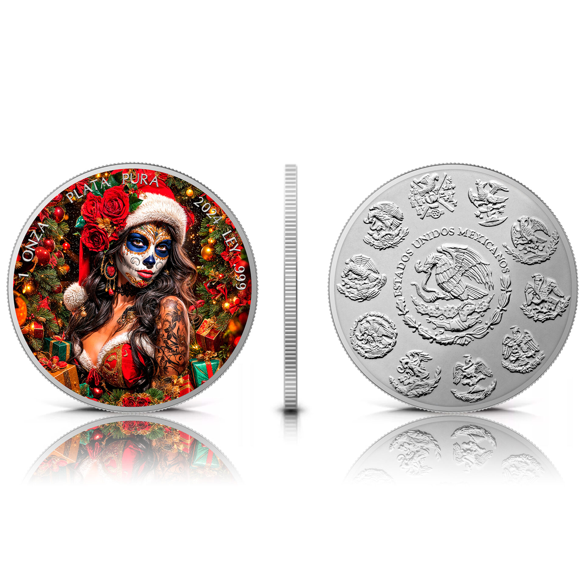 Silbermünze 1 Onza Mexico Libertad 1 oz - Dia de los Muertos - Christmas Gift - 2024 Weihnachten Farbe 999.9 – Bild 3