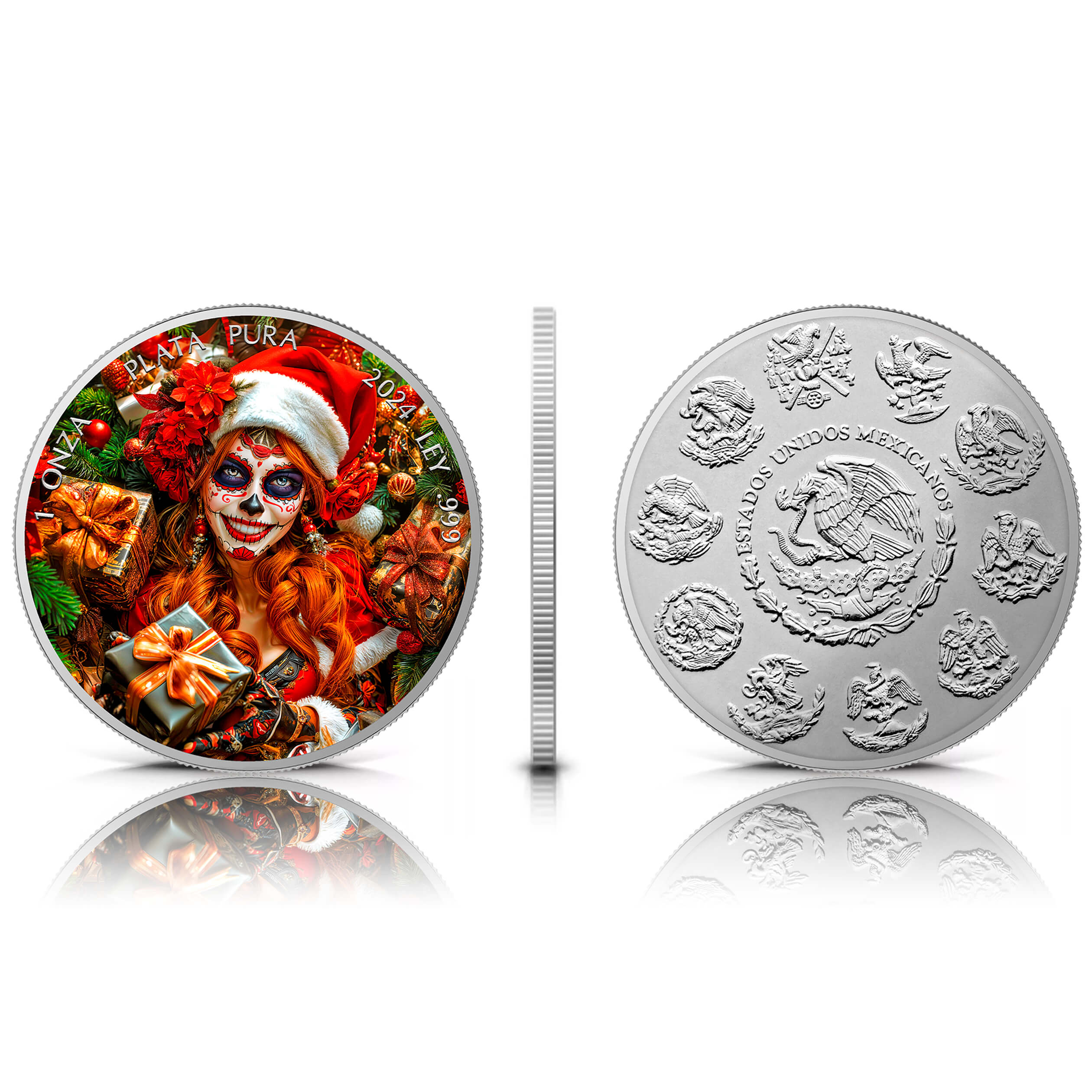 Silbermünze 1 Onza Mexico Libertad 1 oz - Dia de los Muertos - Magical Christmas - 2024 Weihnachten Farbe 999.9 – Bild 4