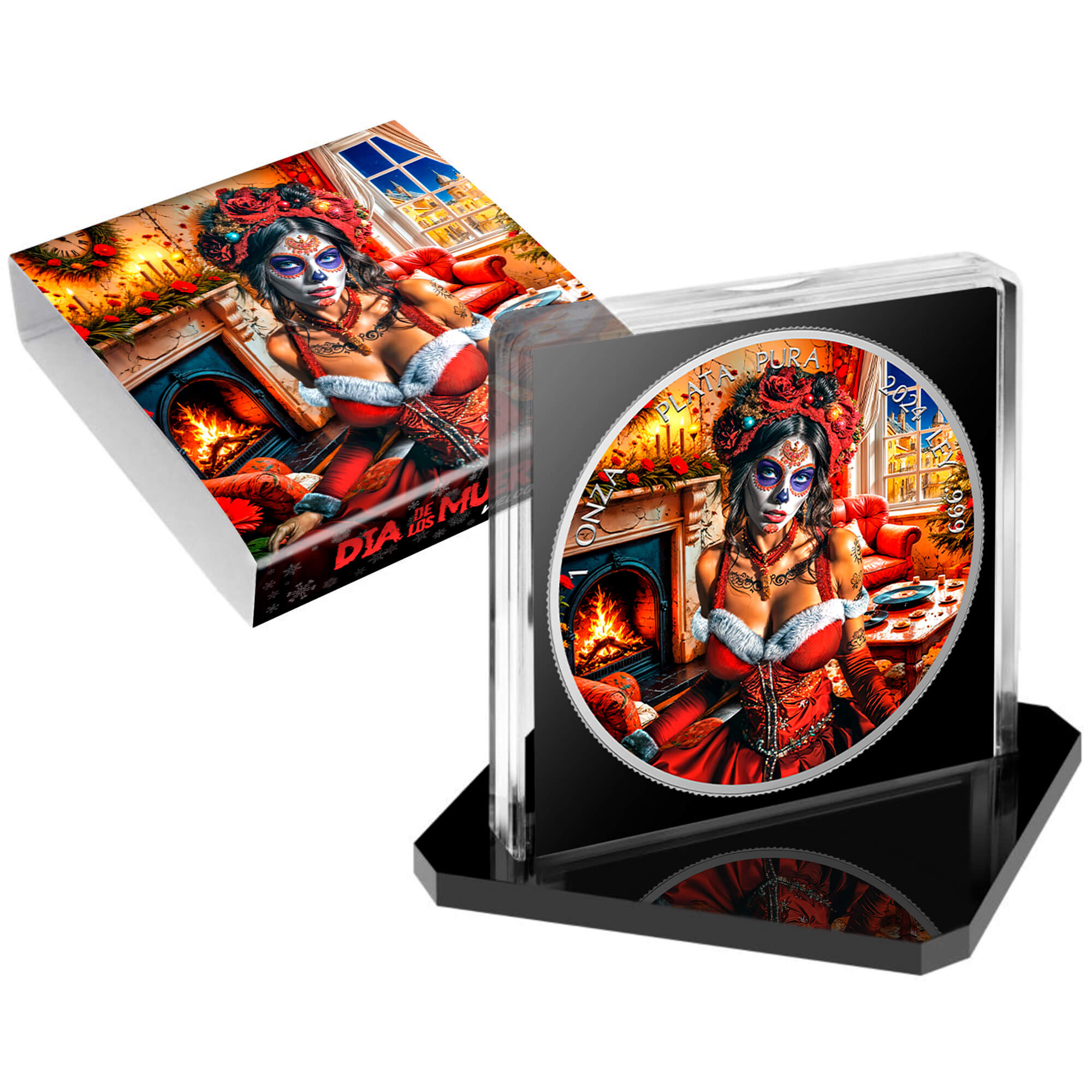 Silbermünze 1 Onza Mexico Libertad 1 oz - Dia de los Muertos - Welcome Santa - 2024 Weihnachten Farbe 999.9 – Bild 5