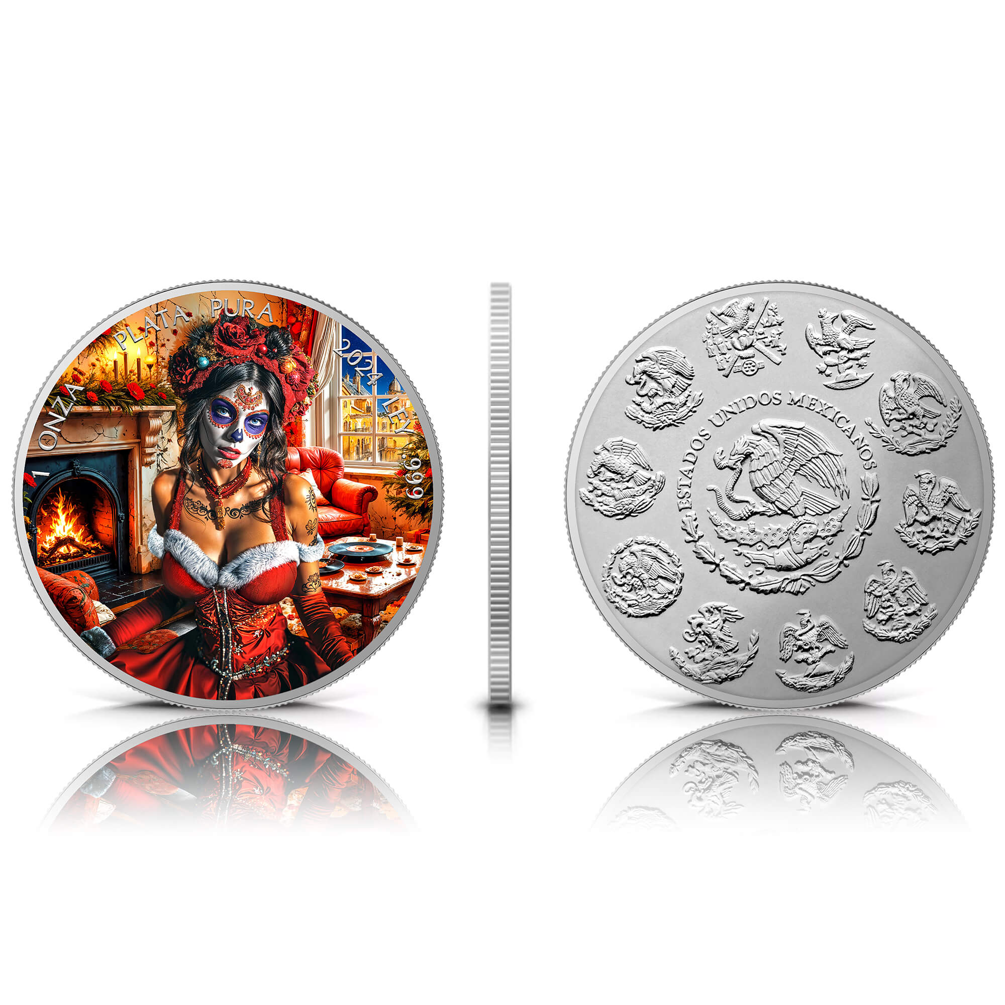 Silbermünze 1 Onza Mexico Libertad 1 oz - Dia de los Muertos - Welcome Santa - 2024 Weihnachten Farbe 999.9 – Bild 4