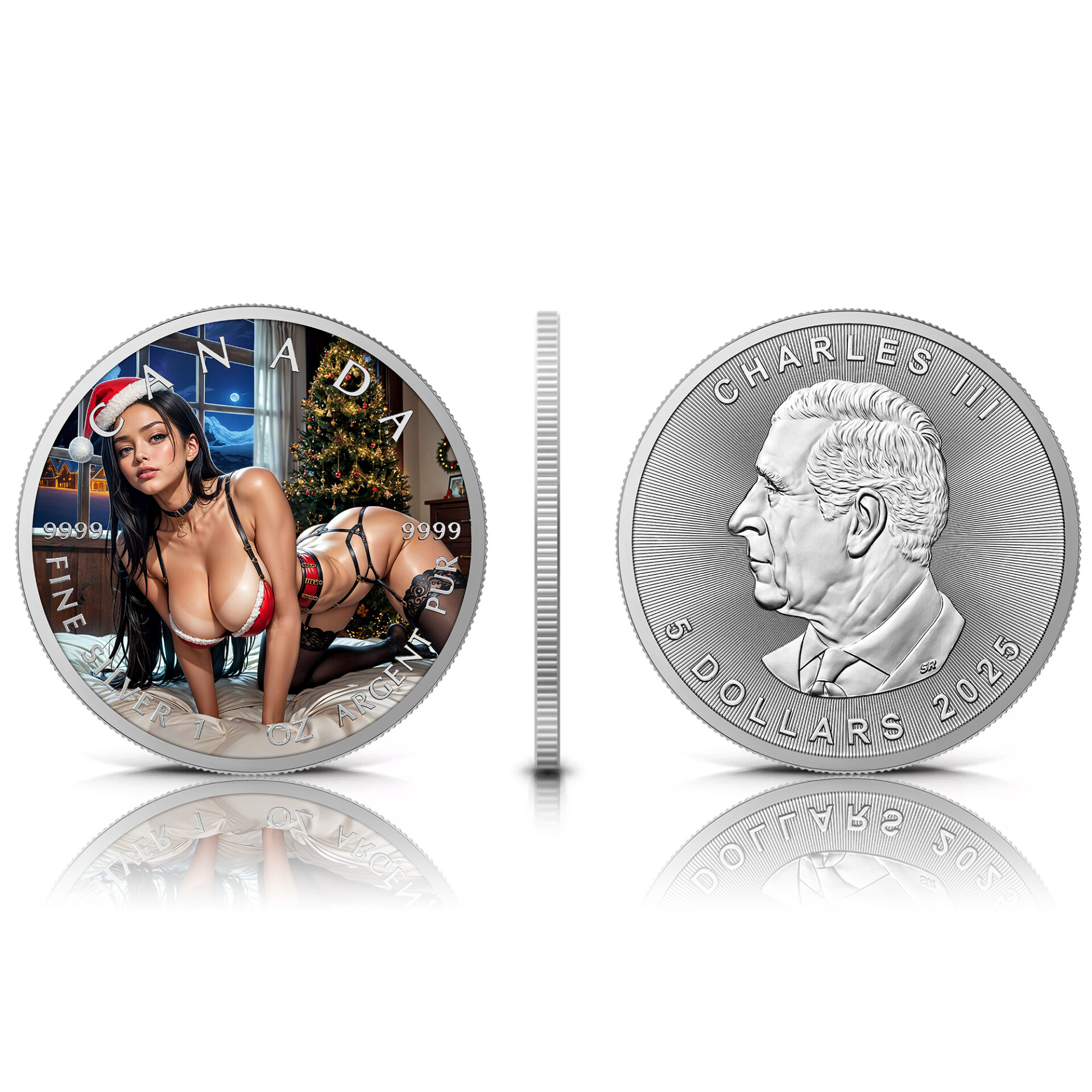 Silbermünze Canada 1 oz - Midnight Christmas - 2025 Farbe Weihnachten Aufsteller CoA 999.9 – Bild 4