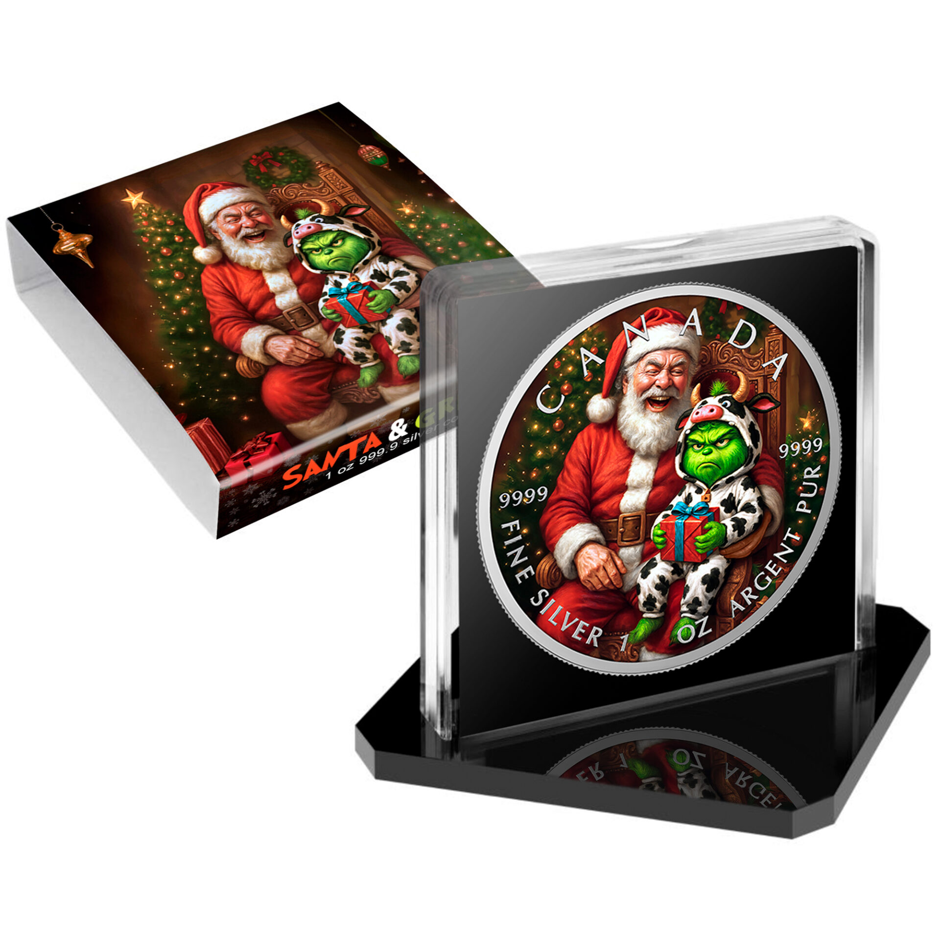 Silbermünze Canada 1 oz - Santa & Grinch - 2025 Farbe Weihnachten Aufsteller CoA 999.9 – Bild 5