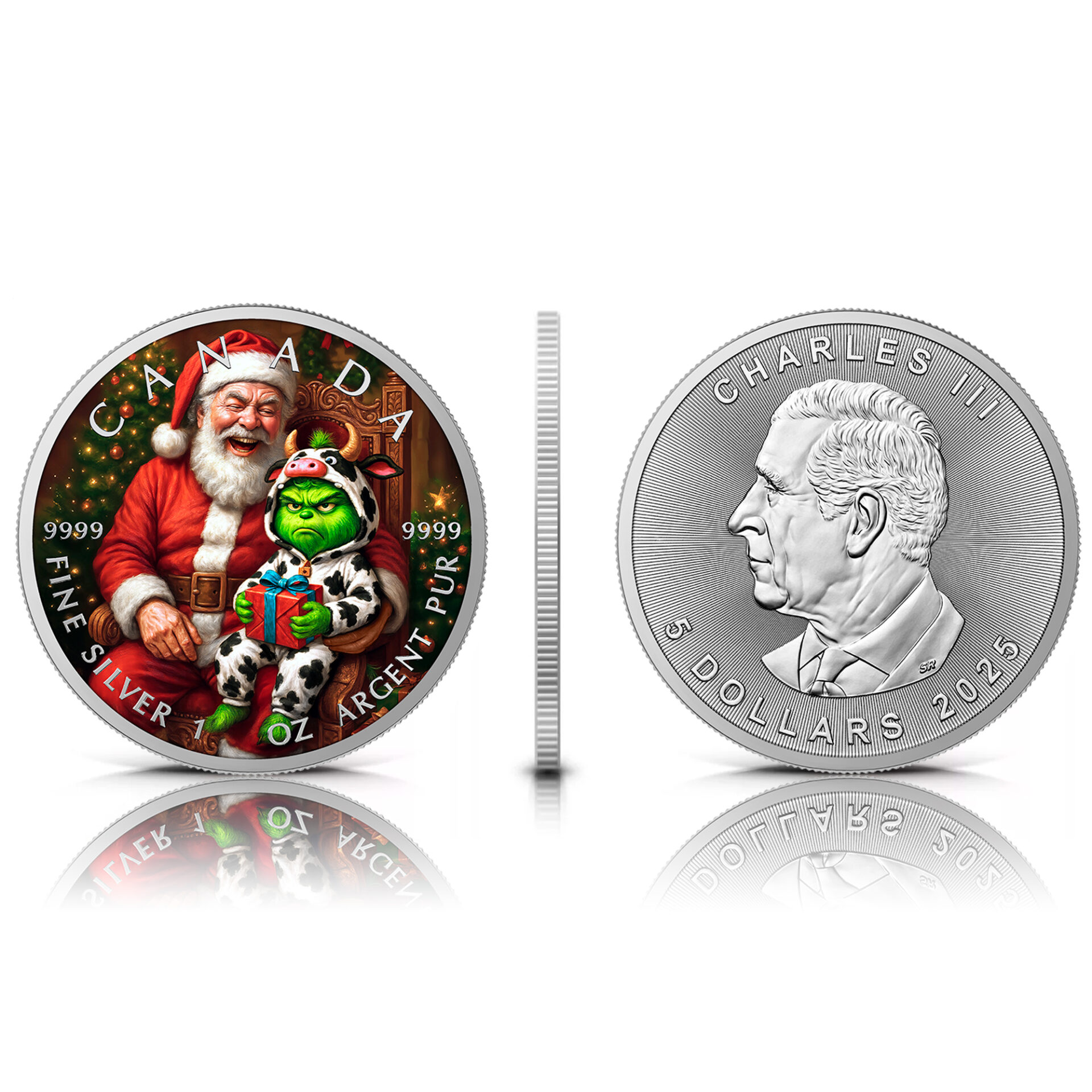 Silbermünze Canada 1 oz - Santa & Grinch - 2025 Farbe Weihnachten Aufsteller CoA 999.9 – Bild 4