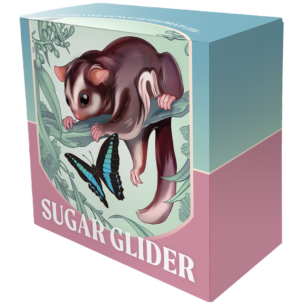 Silbermünze 1 oz Cute & Cuddly - Baby Sugar Glider 2026 PP Box Farbe Niue .999 Silber – Bild 6