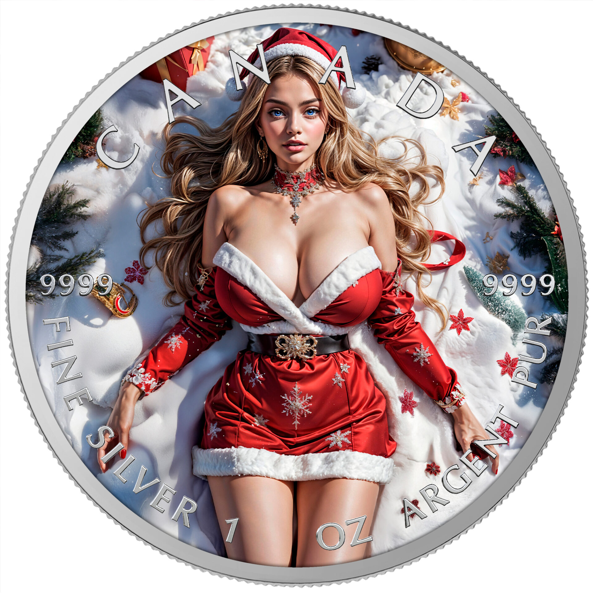 Silbermünze Canada 1 oz - Snow Angel - 2025 Farbe Weihnachten Aufsteller CoA 999.9
