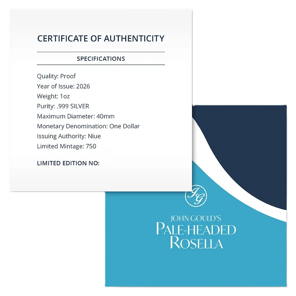 Silbermünze 1 oz Niue Blasskopfsittich 2026 Farbe Polierte Platte Privy Mark 999 – Bild 6