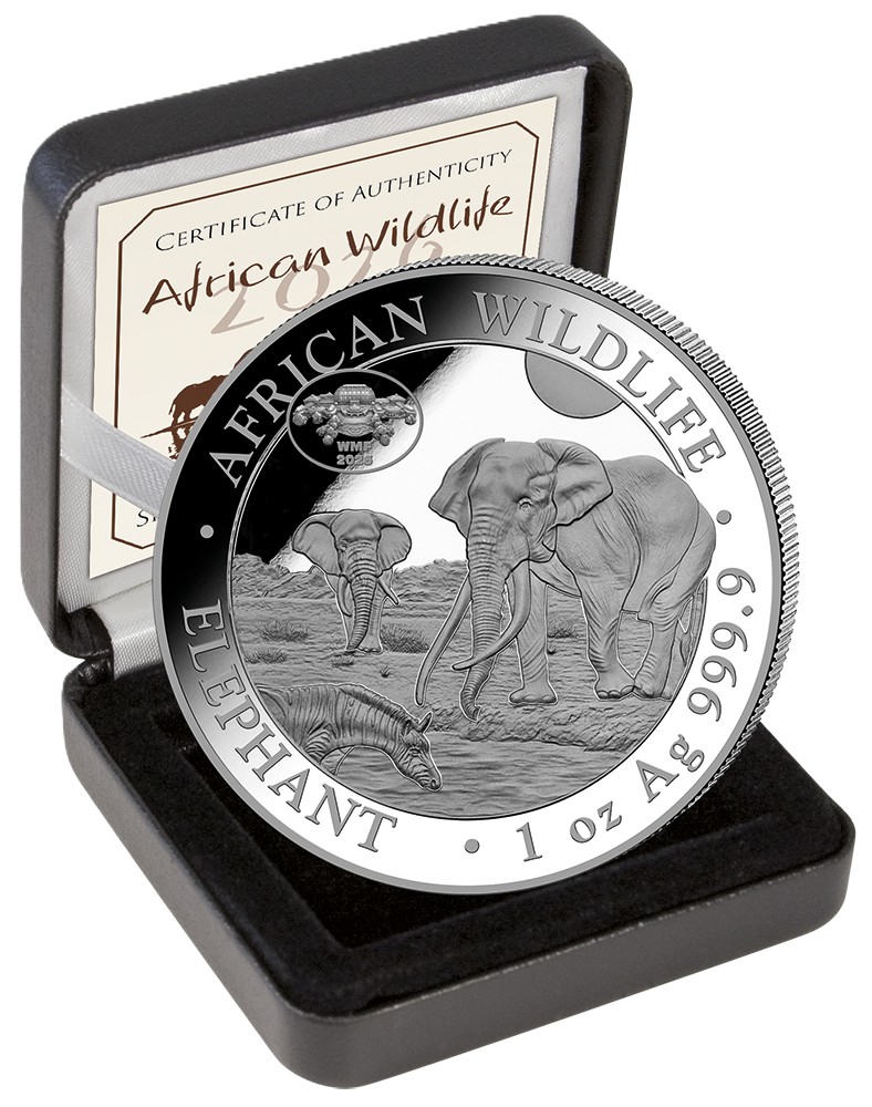 Silbermünze 1 oz Somalia Elefant 2026 Privy Mark WMF Berlin Botanical Garden