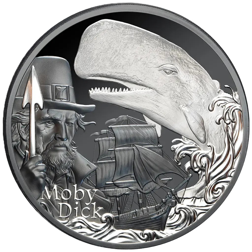 Silbermünze 2 oz Niue Literatur Moby Dick 2026 Black Proof Silber 999 – Bild 3