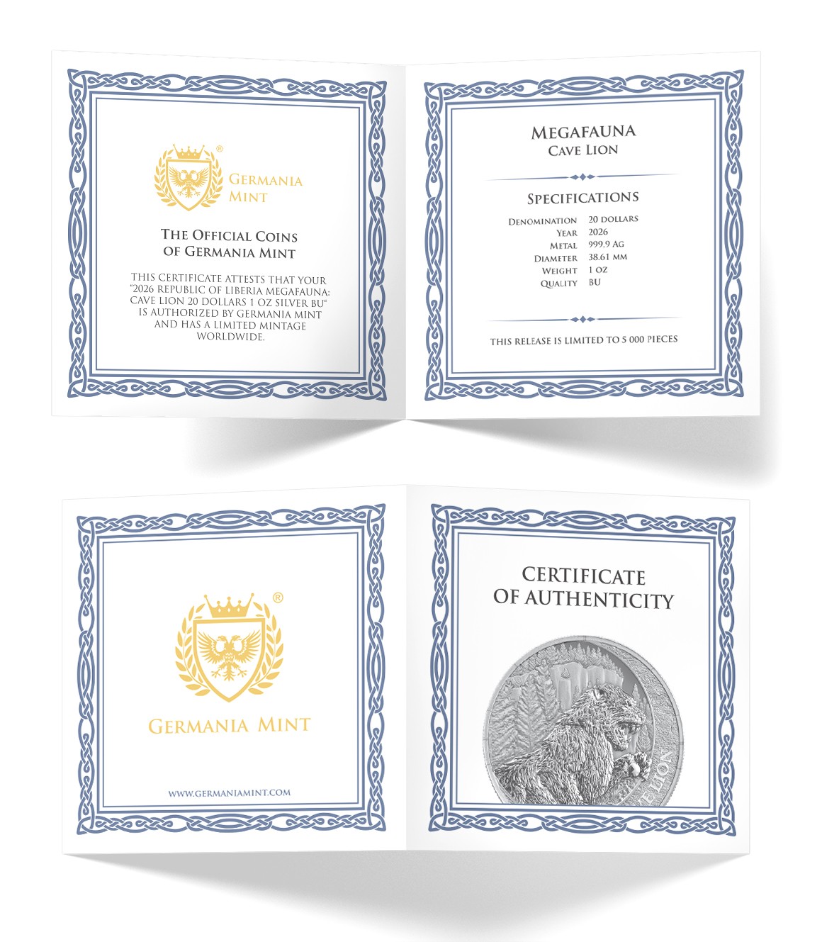Silbermünze 1 oz Germania Mint Megafauna Cave Lion 2026 BU 999 Silber – Bild 4