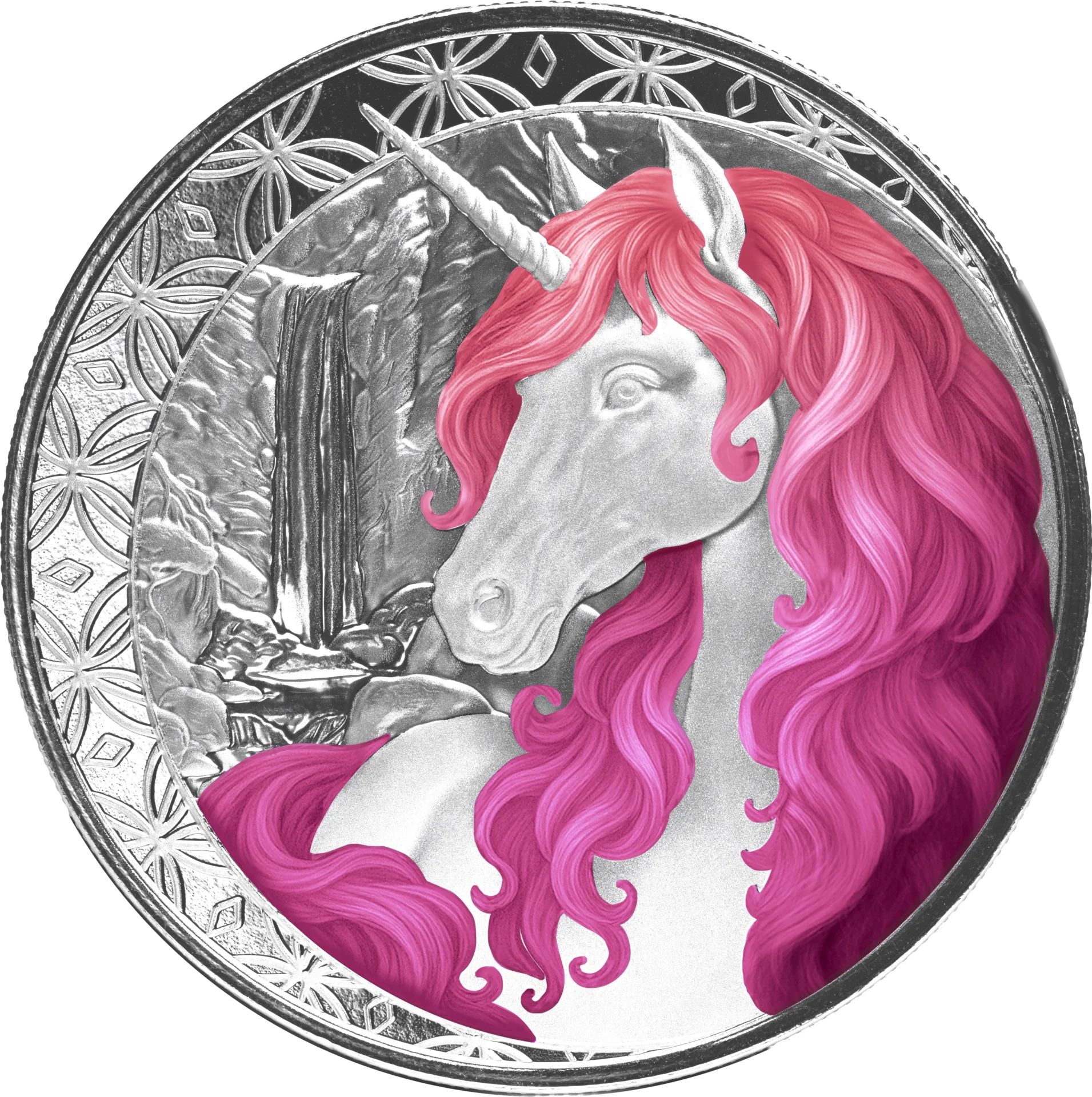 Silbermünze 1 oz Fiji - Unicorn - Einhorn - Roselle - 2025 proof-like Farbe Color Certi-Lock® Blister – Bild 3